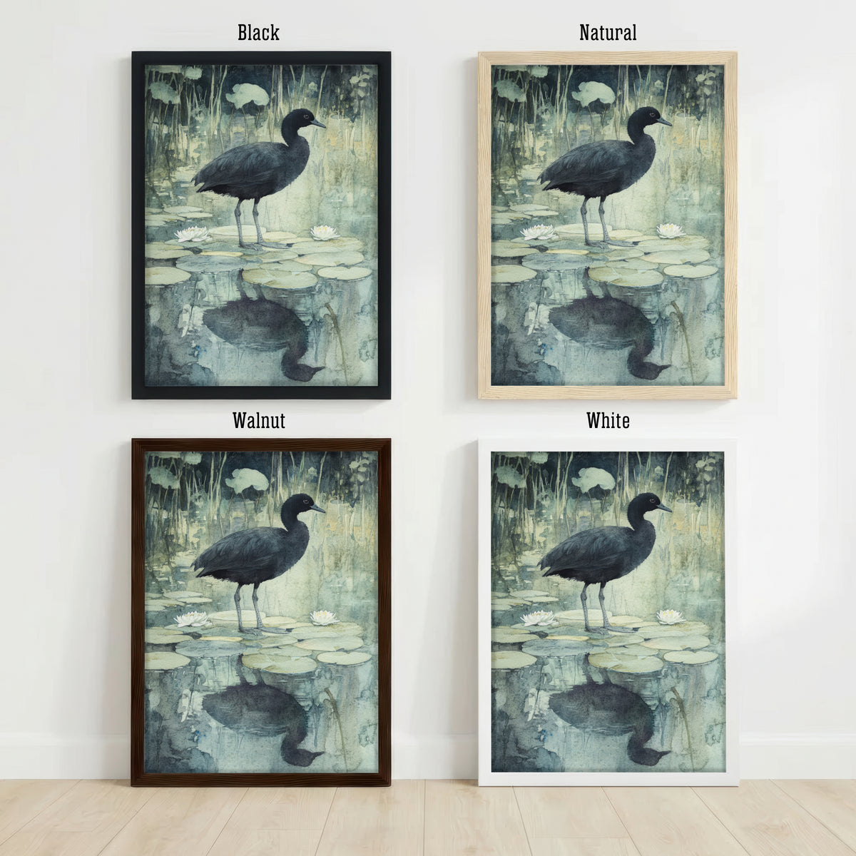 Coot Watercolour Pond Art Print