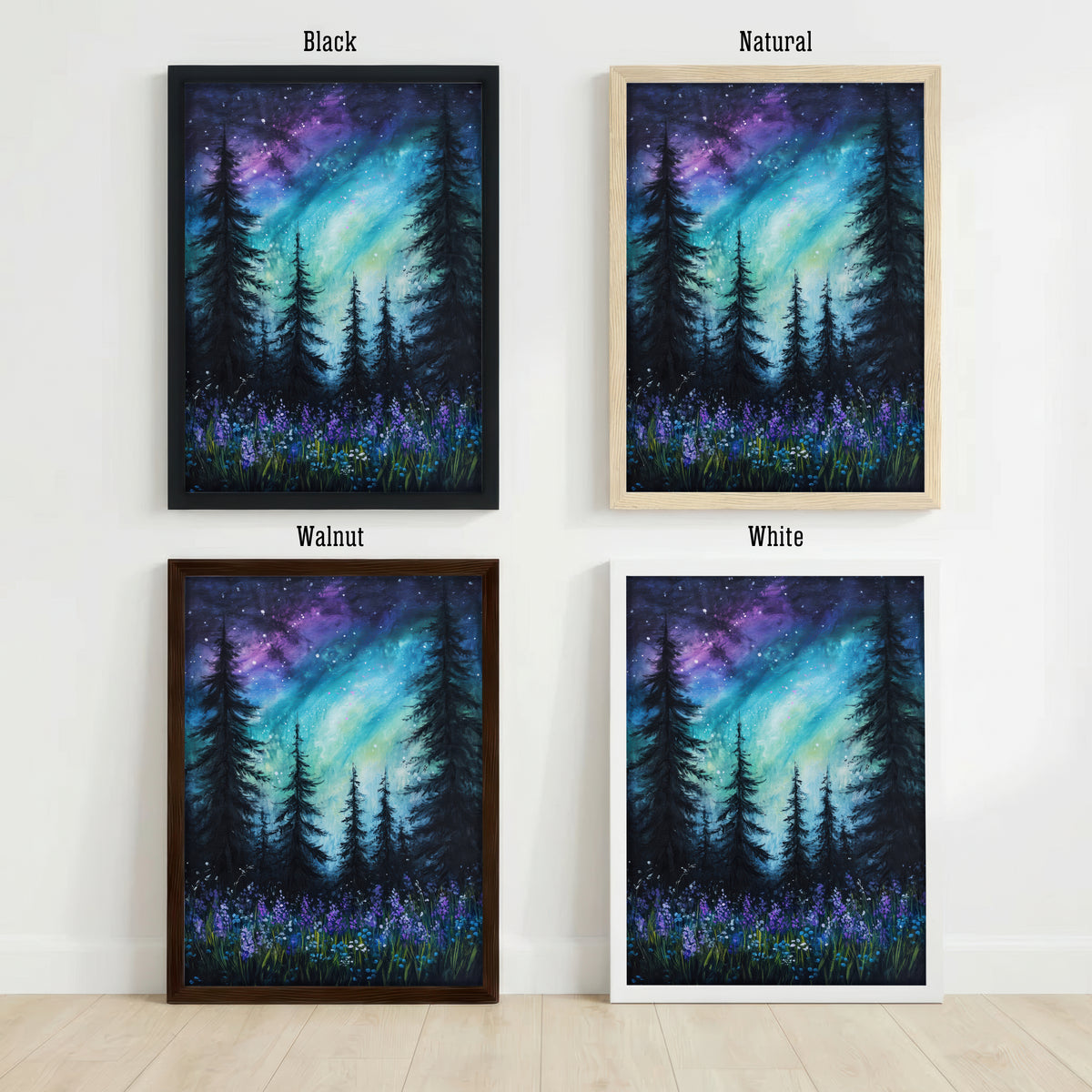 Starry Evergreen Forest Art Print