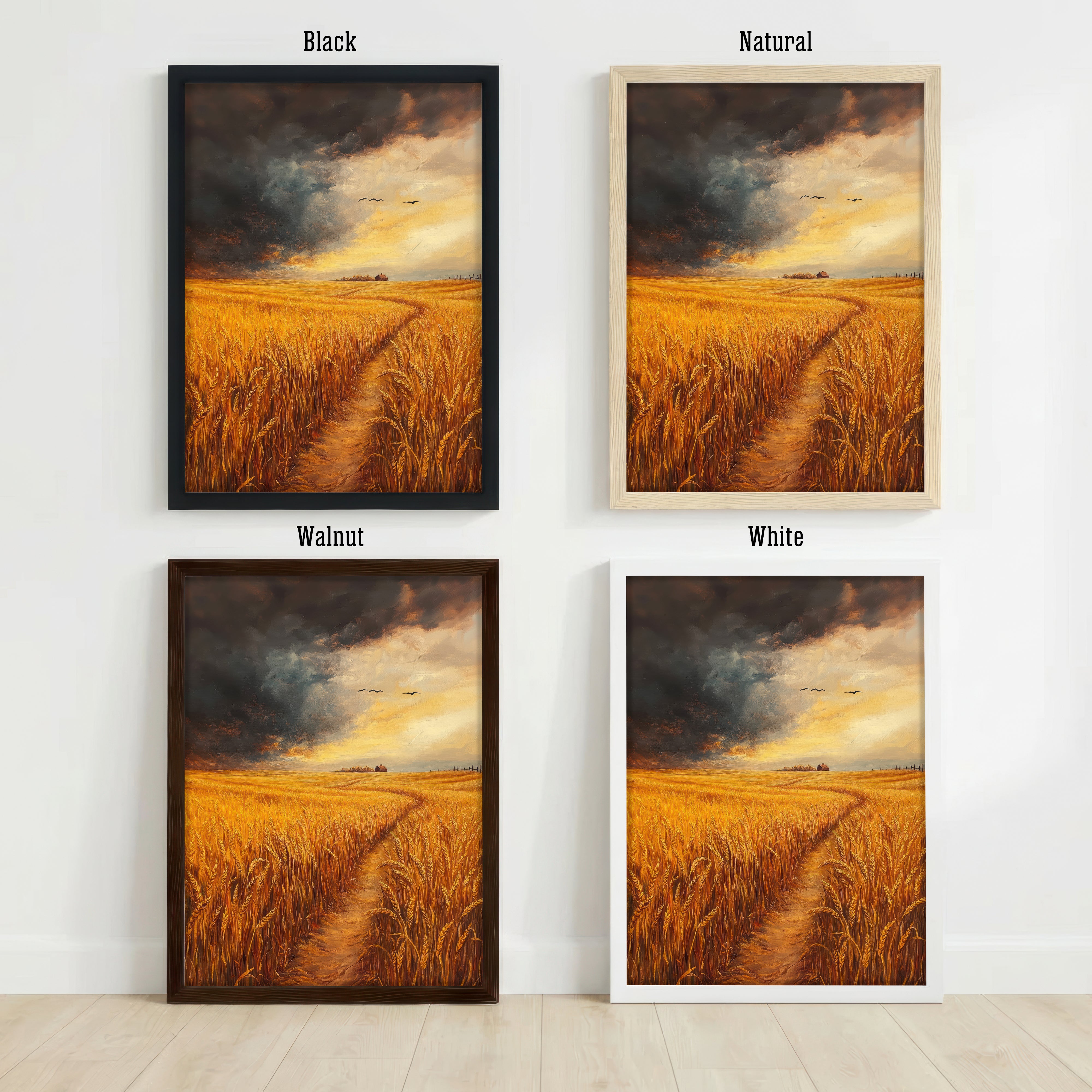 Golden Wheat Field Sunset Art Print