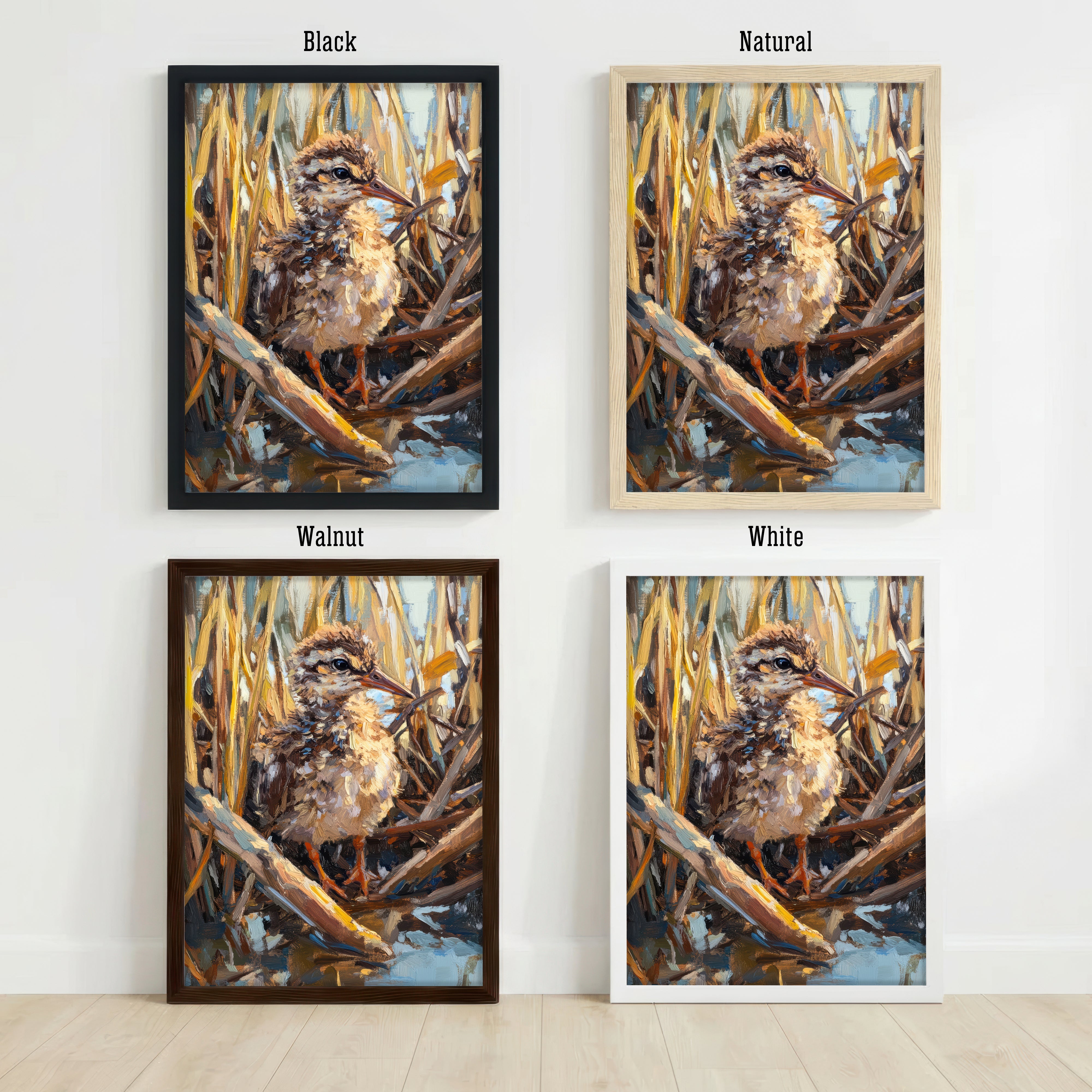 Painterly Reed Bird Art Print