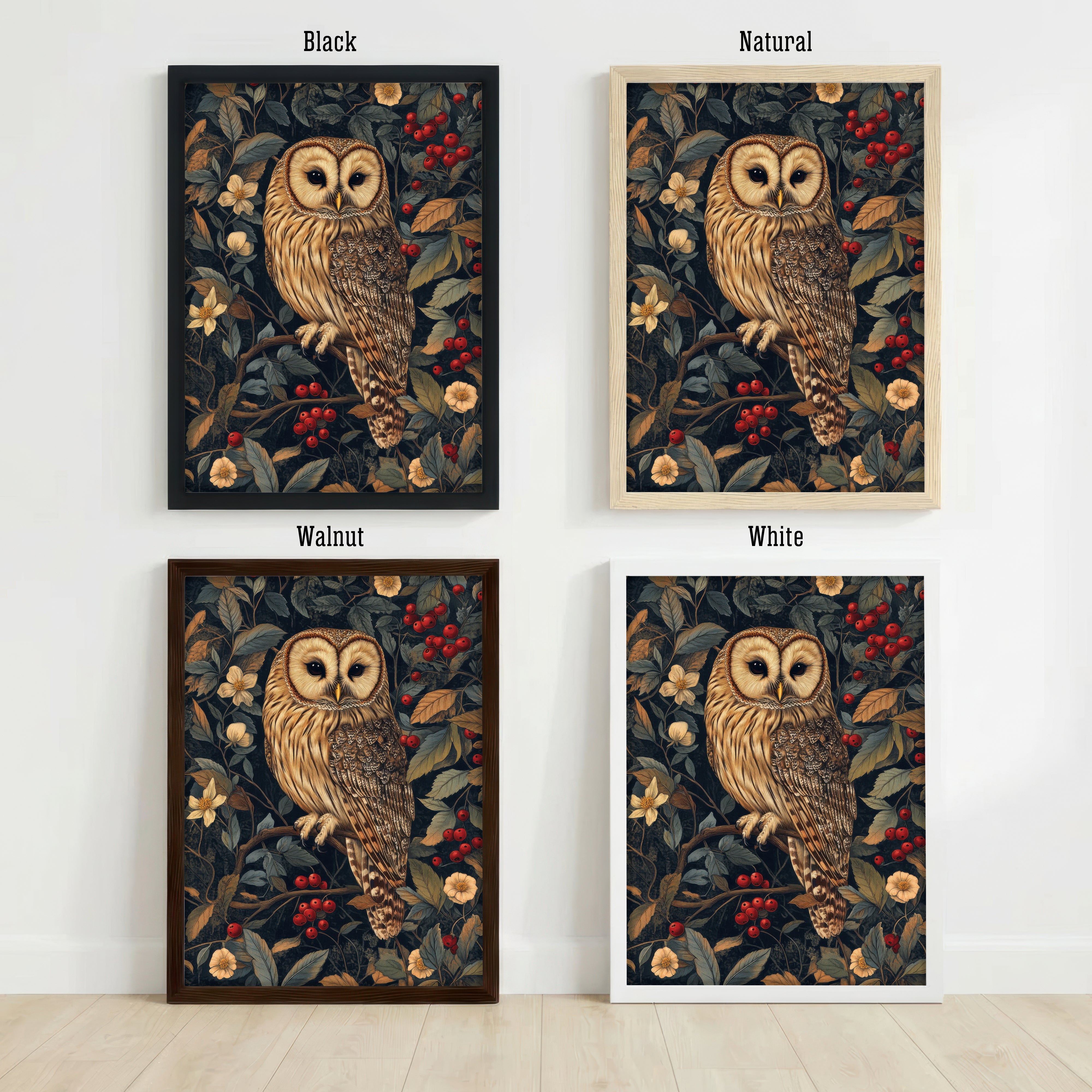 Vintage Owl Botanical Art Print