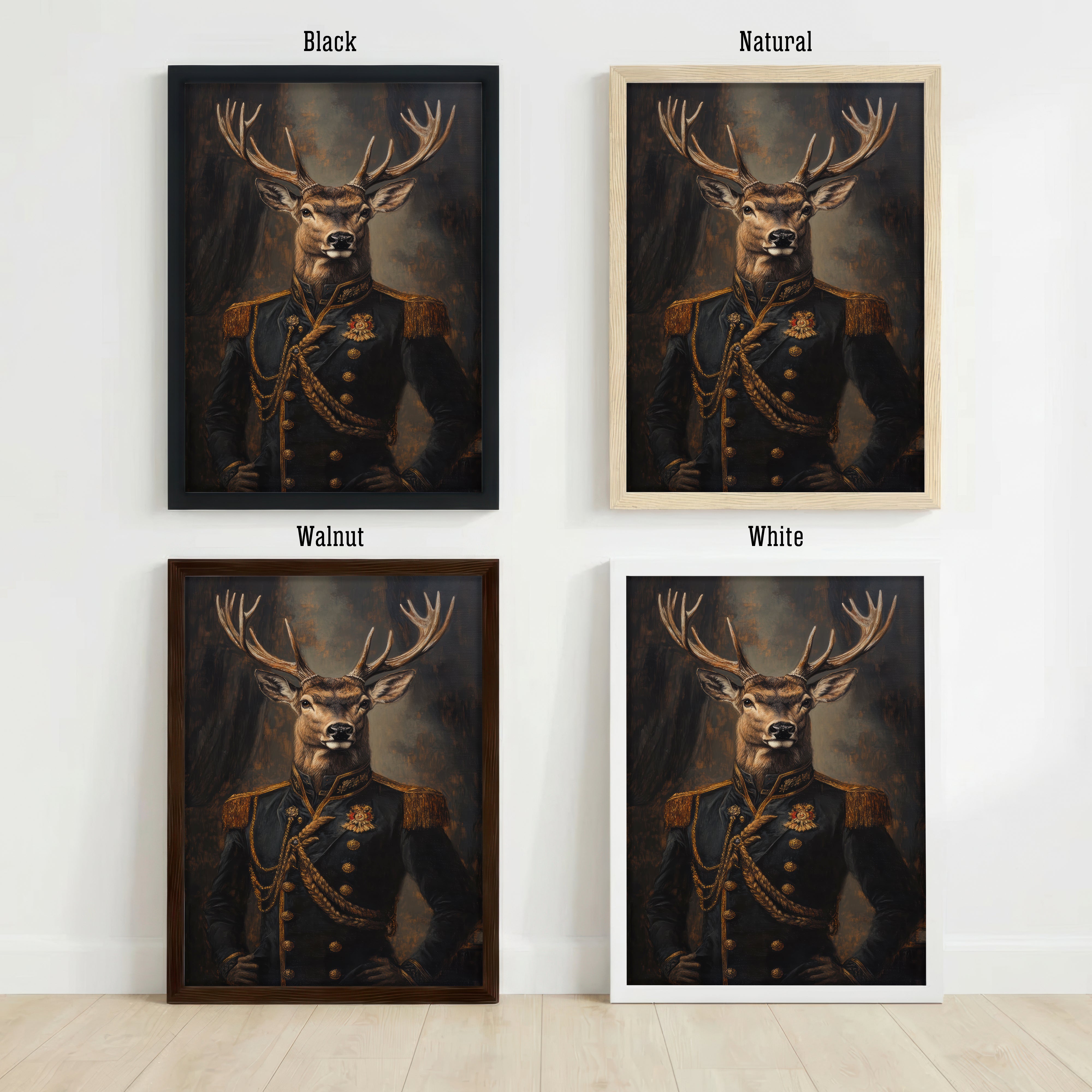 Regal Stag Military Portrait Art Print