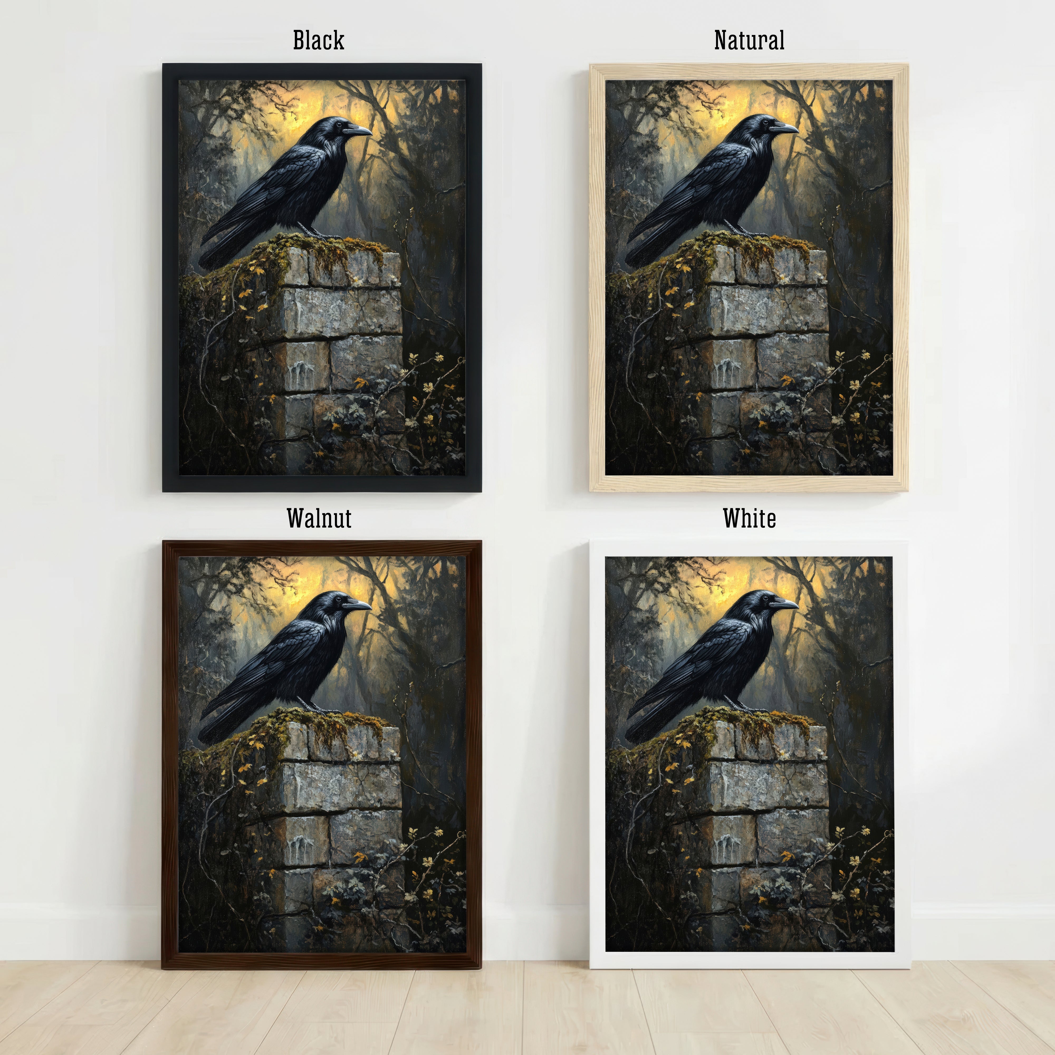 Raven Gothic Forest Art Print