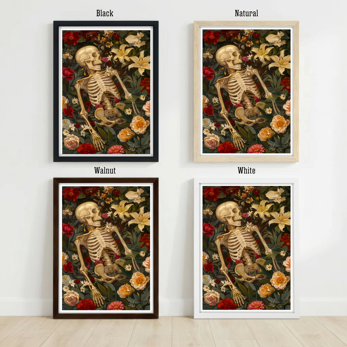 Floral Skeleton Gothic Art Print