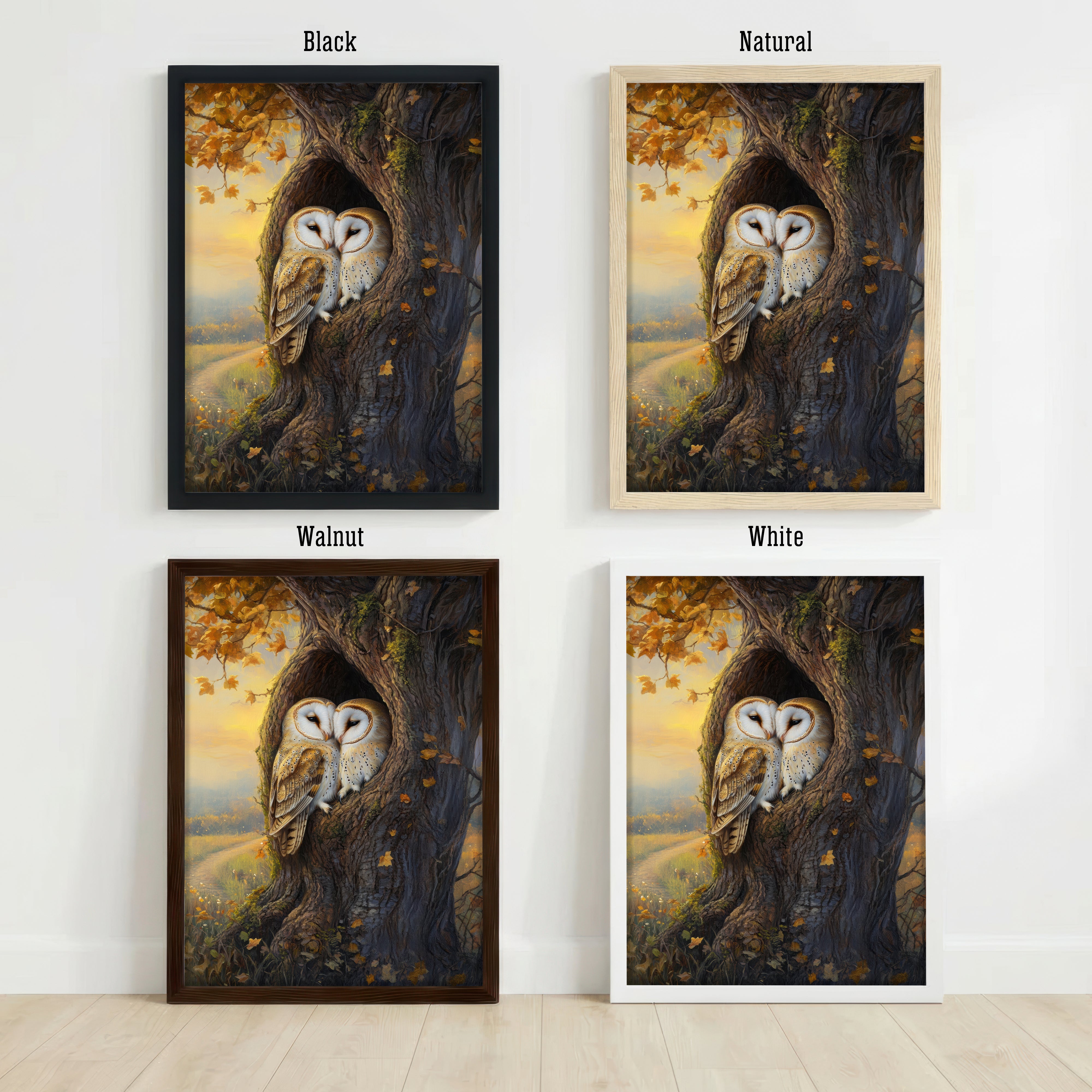 Barn Owl Pair Woodland Art Print