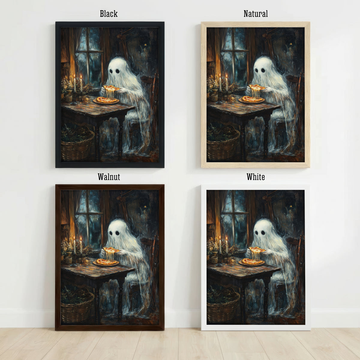 Ghost Eating Pizza Art Print