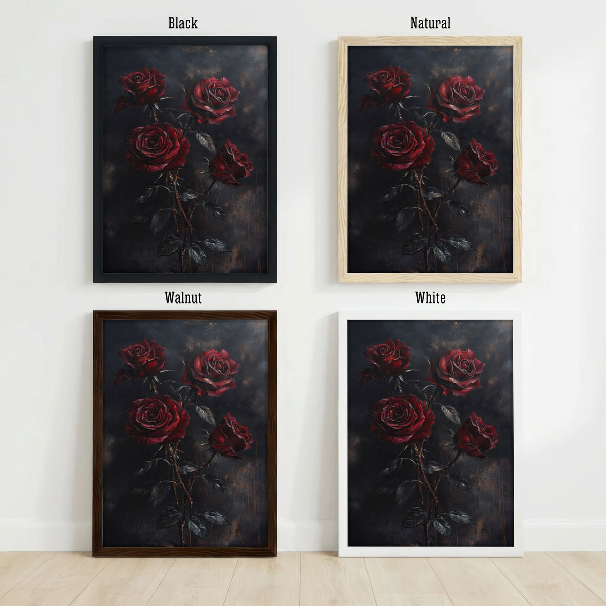 Dark Red Rose Bouquet Art Print