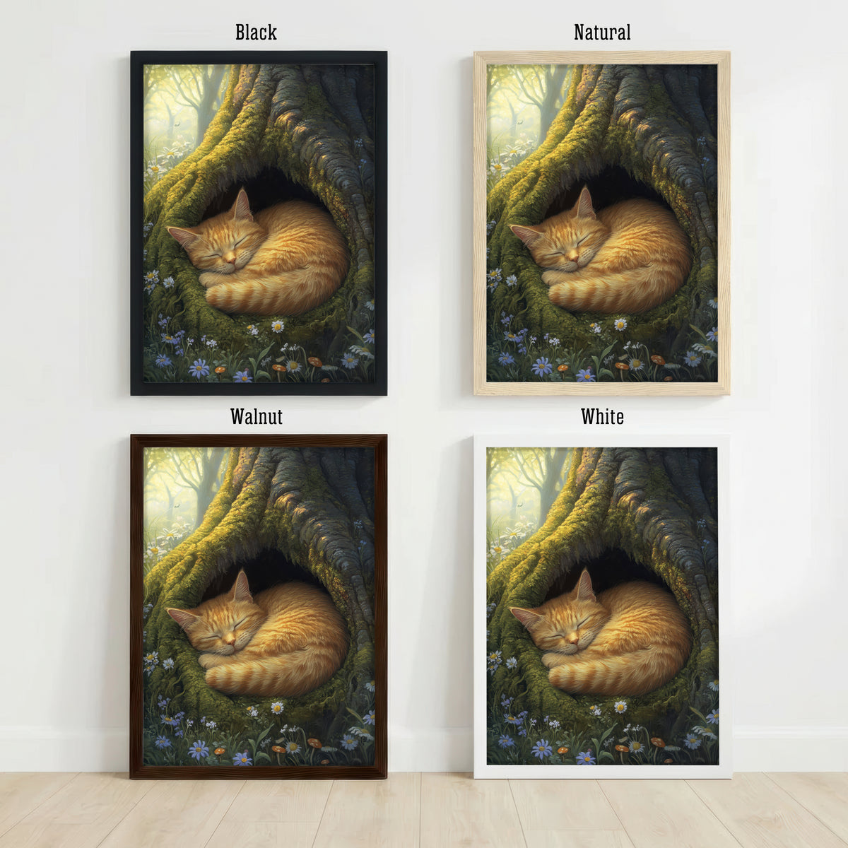 Sleeping Cat Woodland Art Print