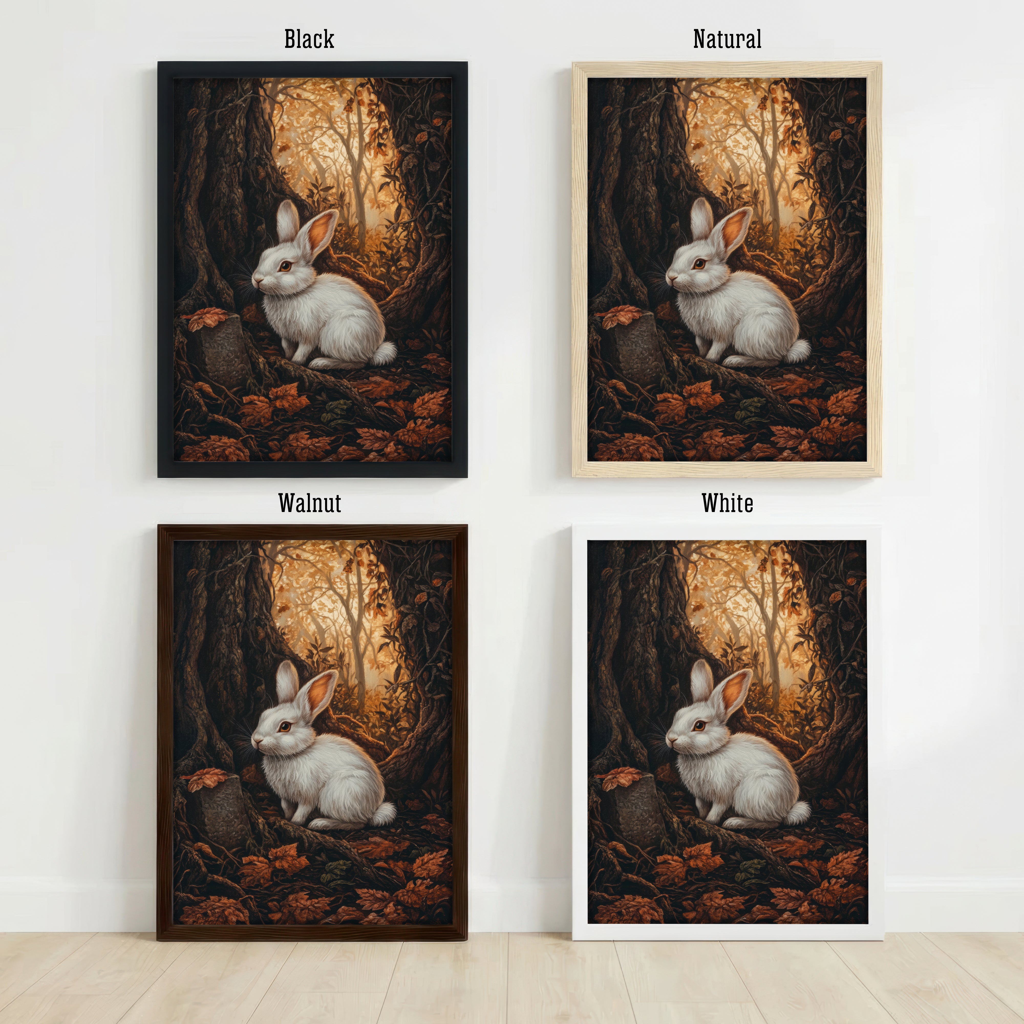 White Rabbit Woodland Art Print