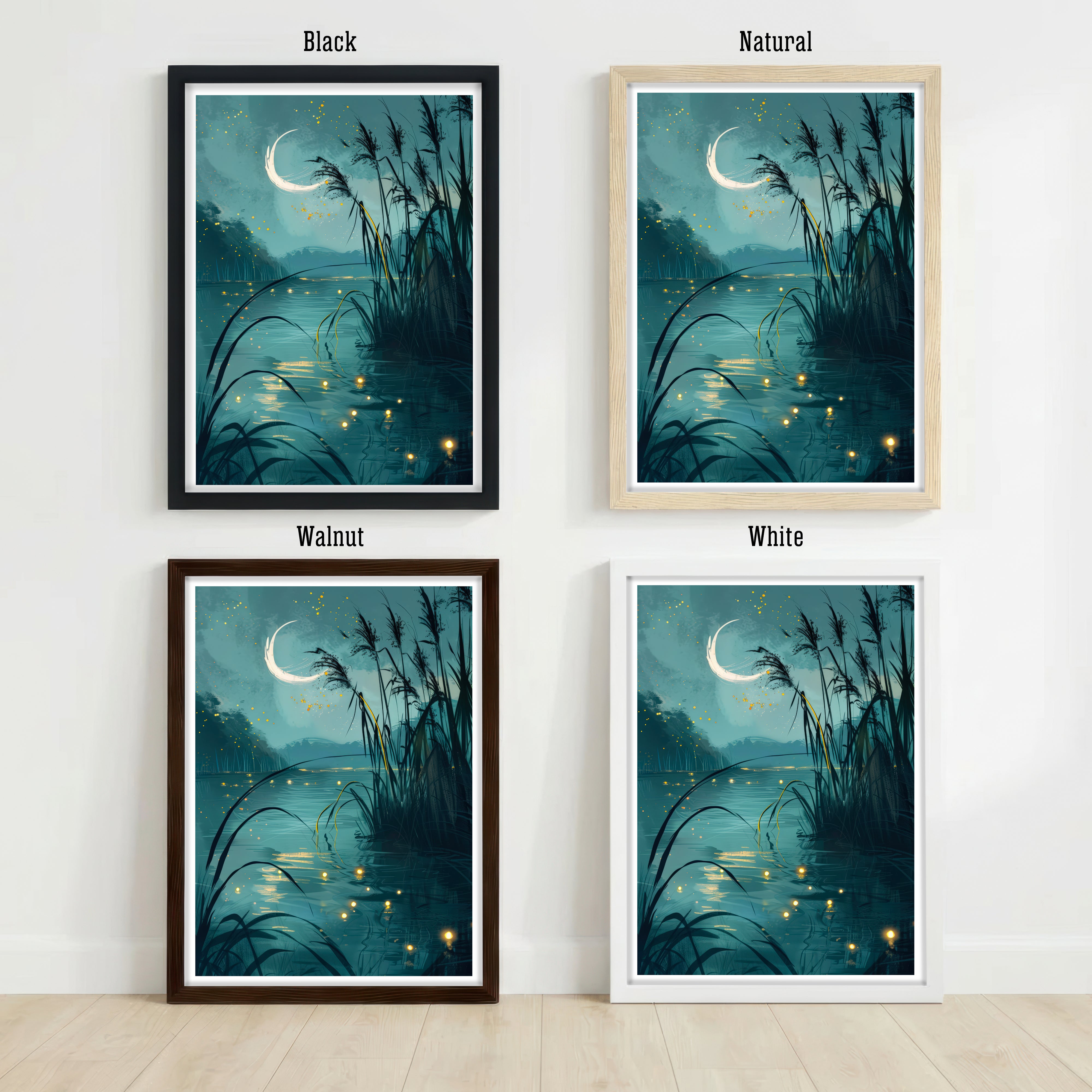 Moonlit Marsh Firefly Art Print
