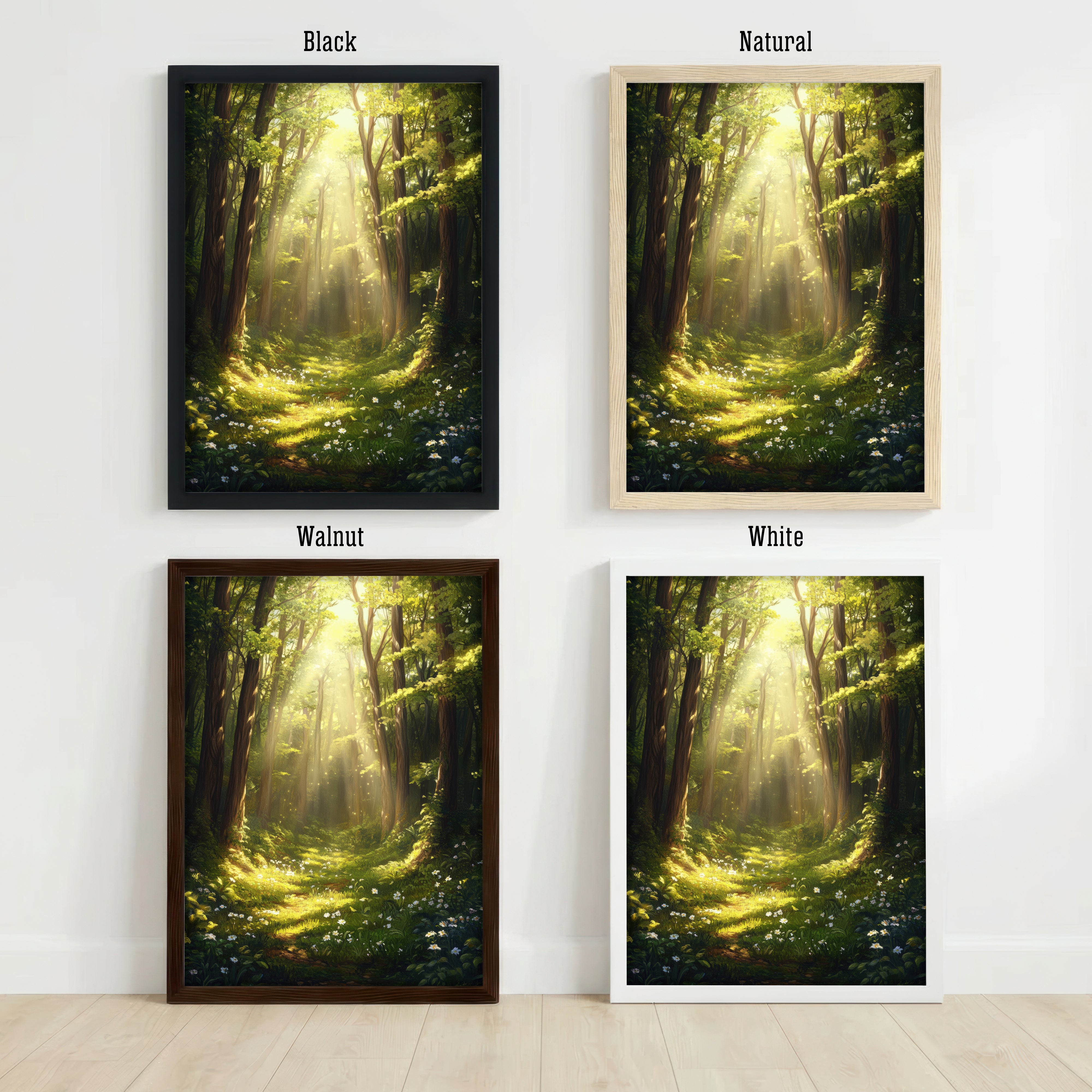 Sunlit Forest Woodland Art Print