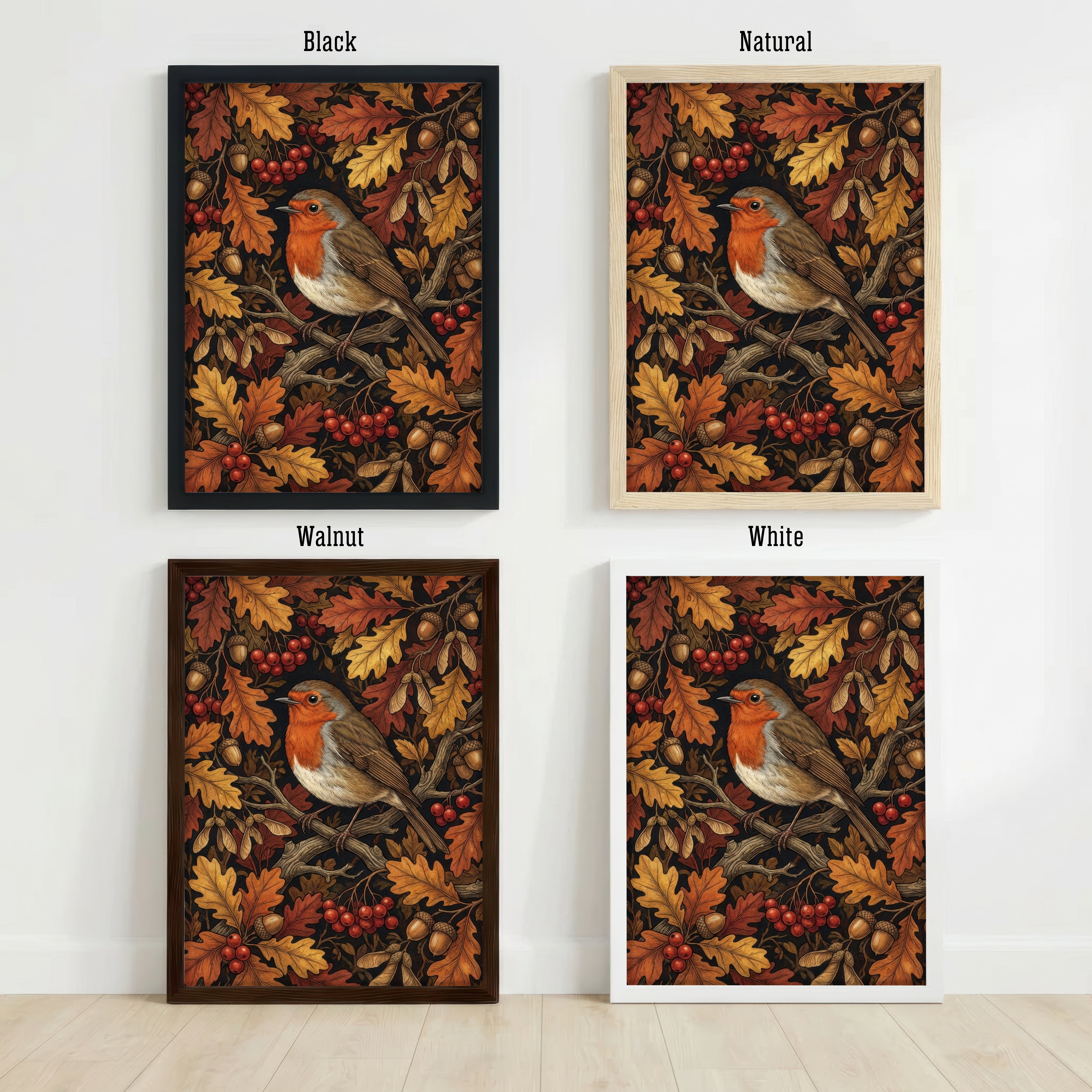 Robin Autumn Woodland Art Print