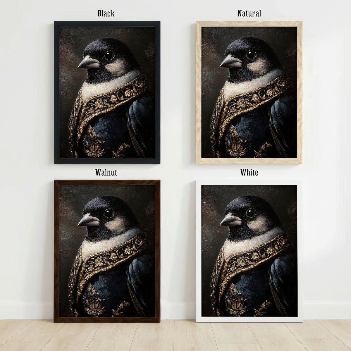 Gothic Magpie Portrait Art Print
