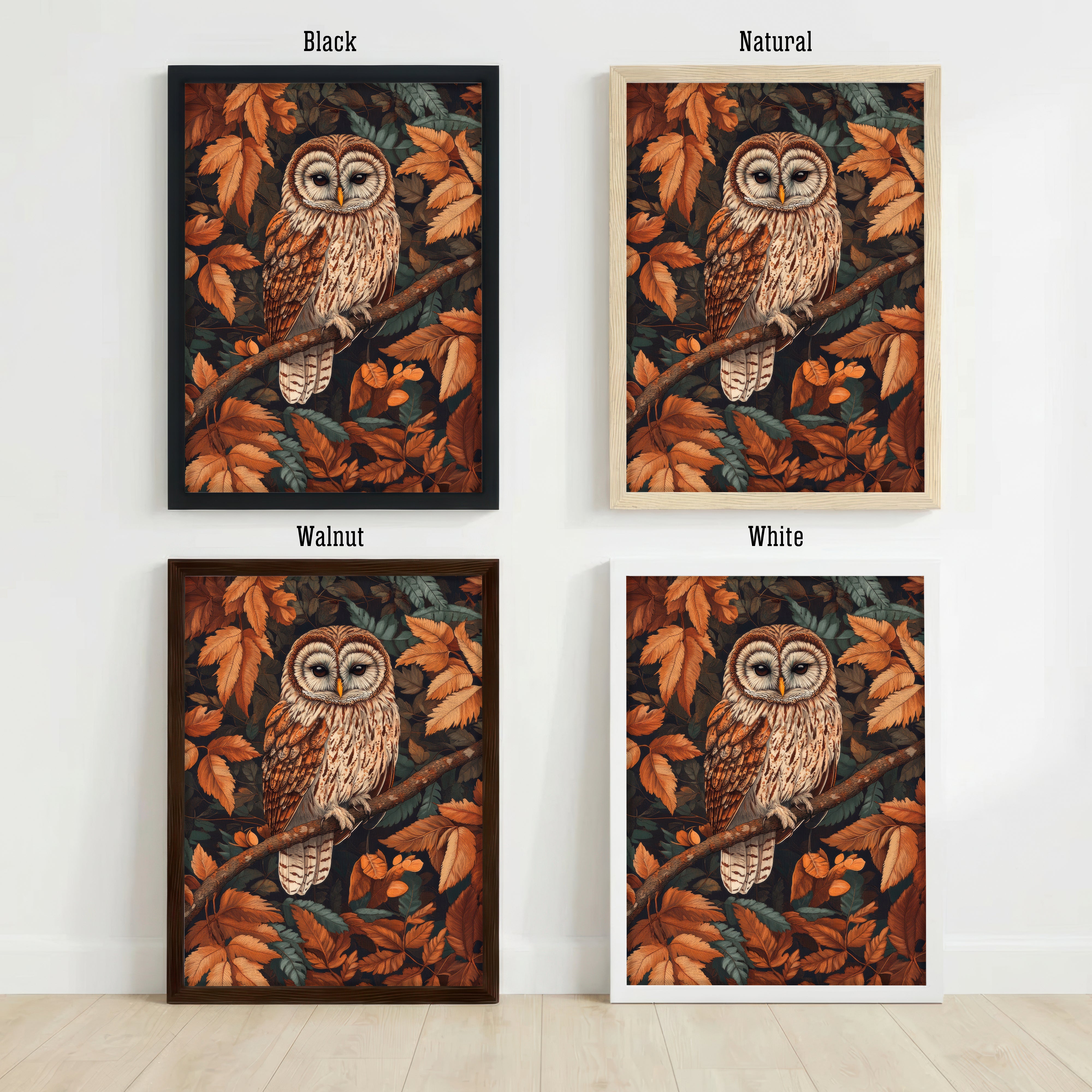Autumn Owl Botanical Art Print