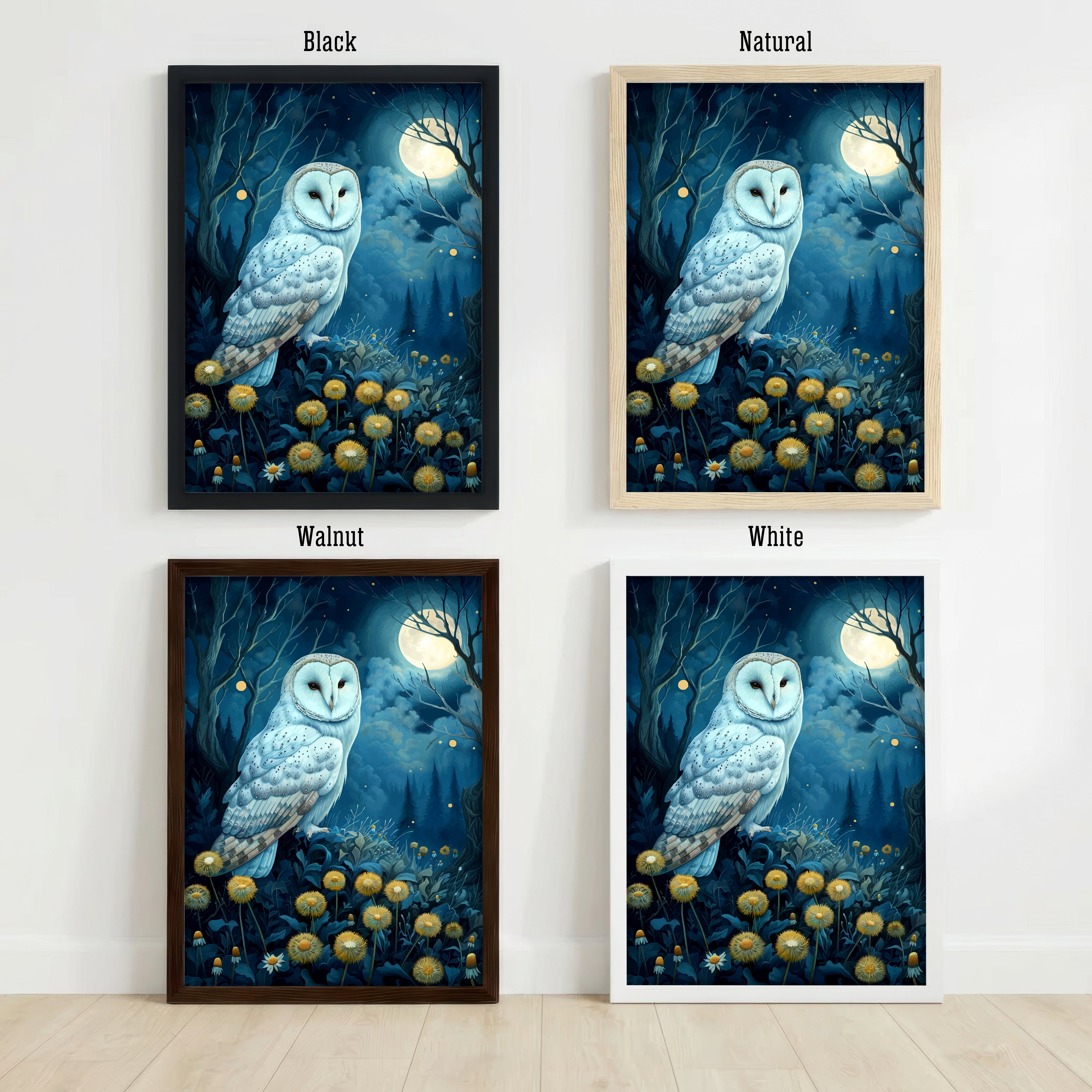 Barn Owl Moonlit Forest Art Print