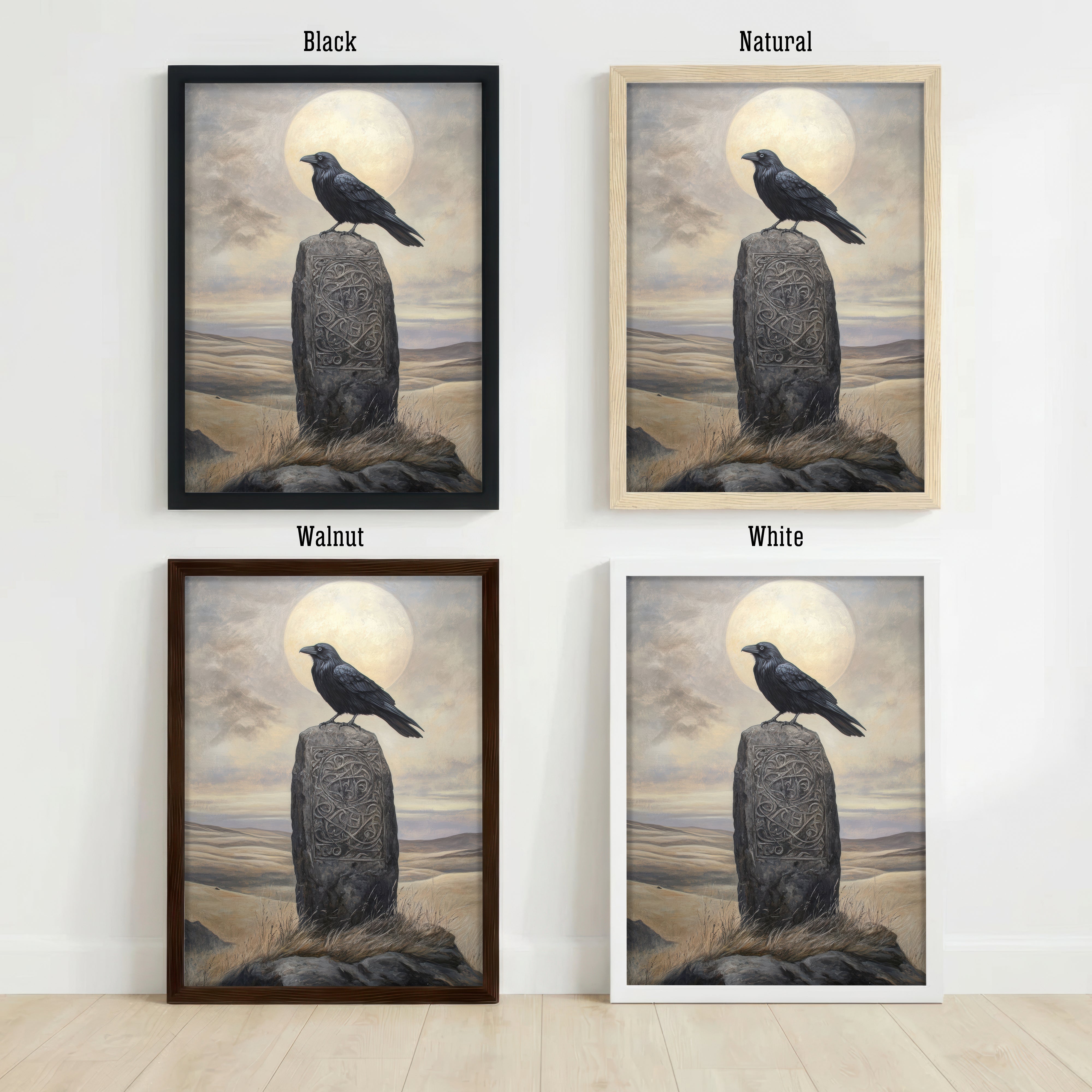 Moonlit Raven Celtic Art Print