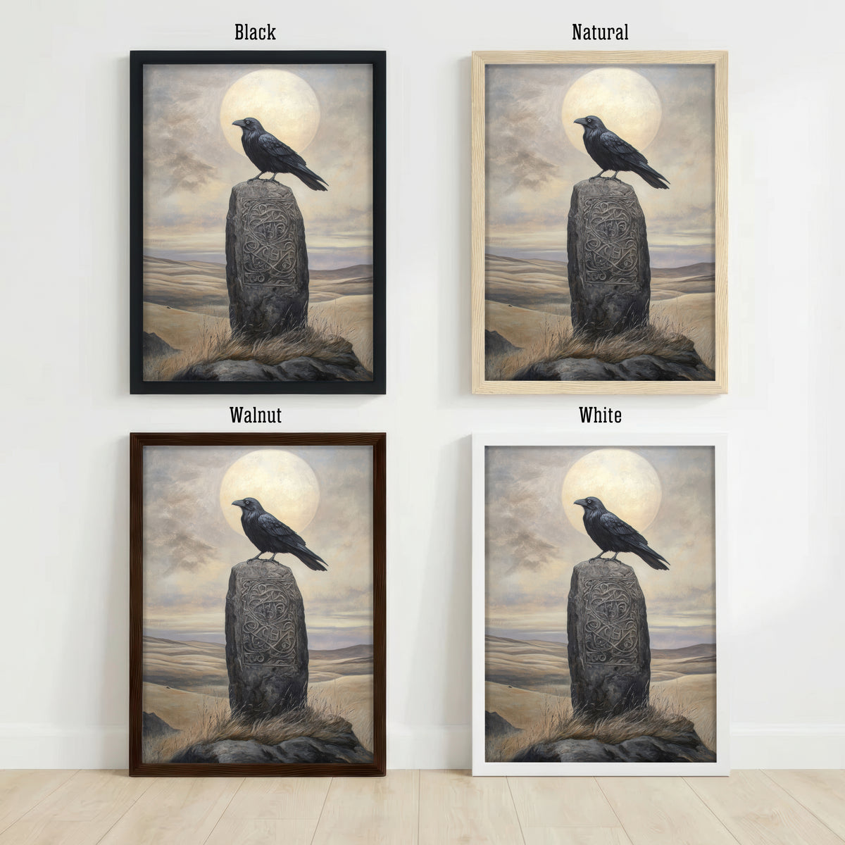 Moonlit Raven Celtic Art Print
