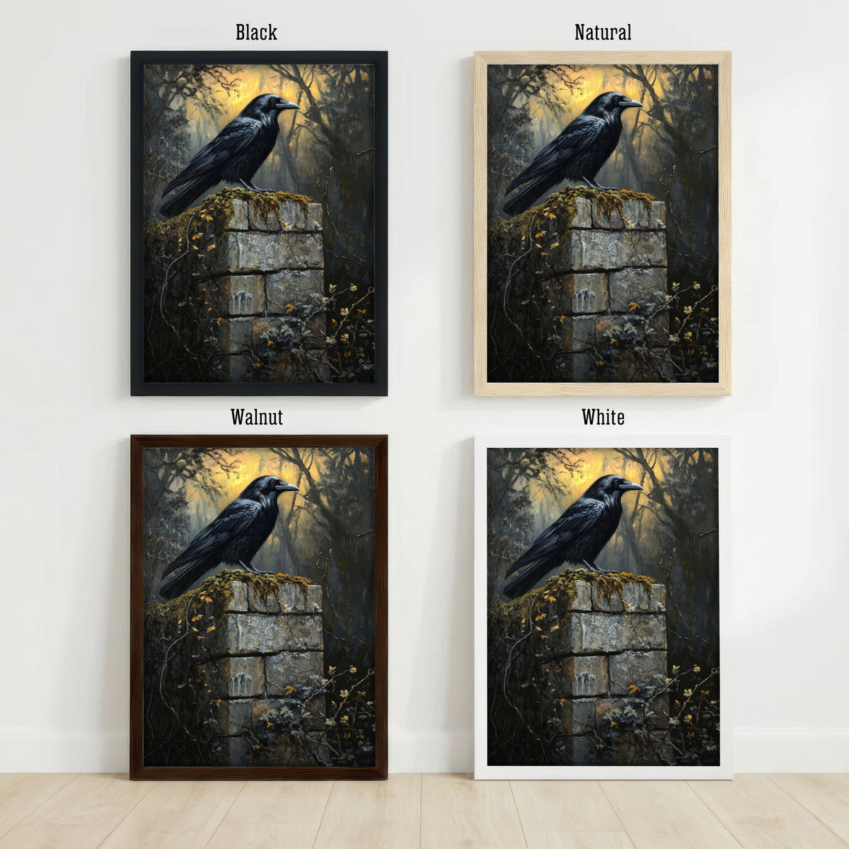 Raven Gothic Woodland Art Print