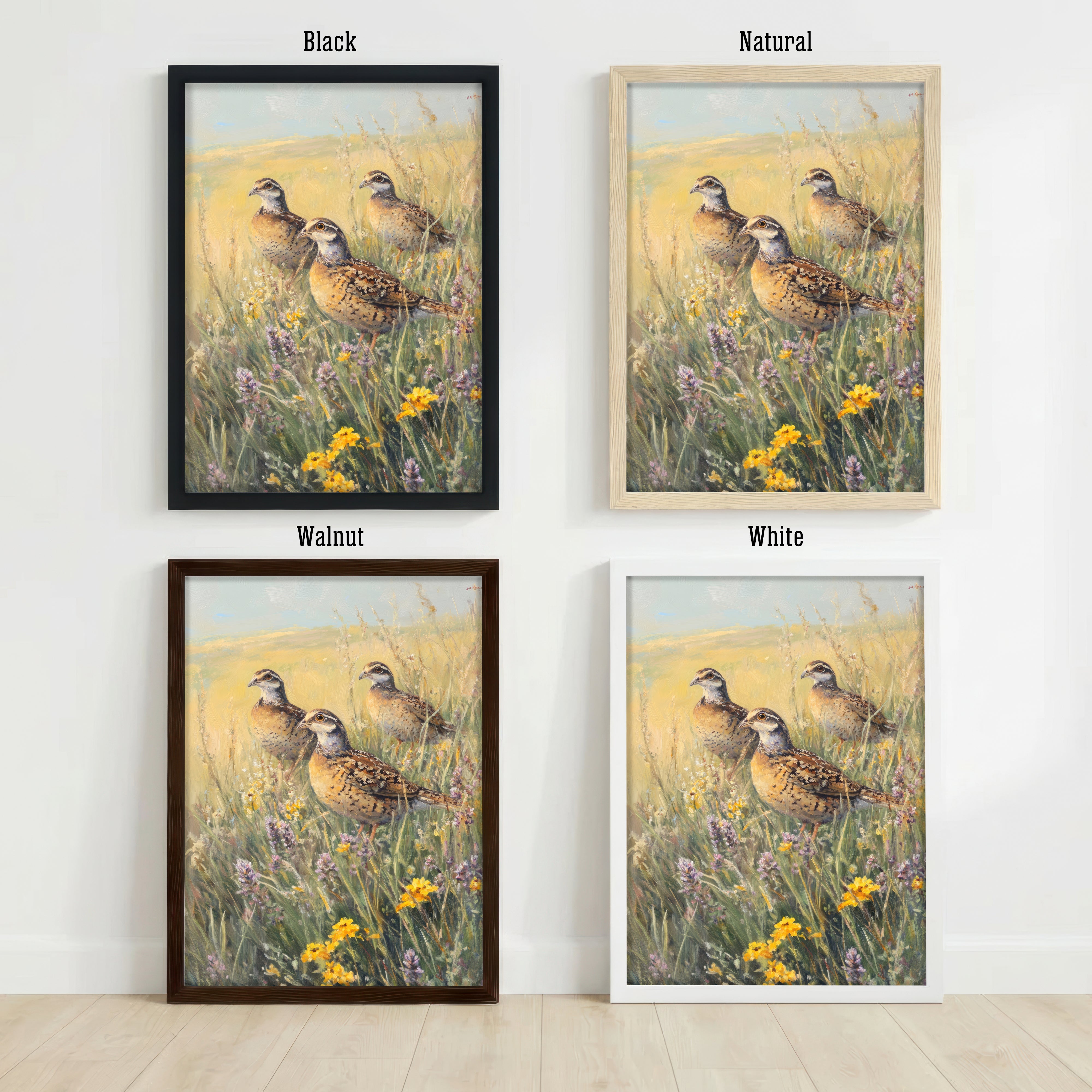 Partridges in Meadow Art Print