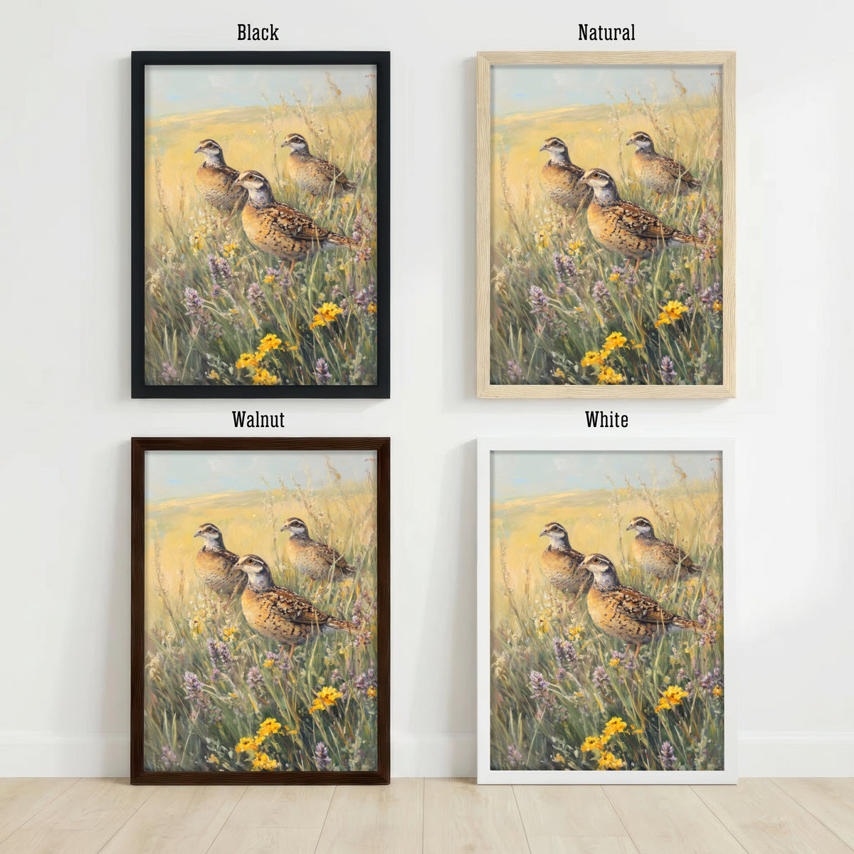 Partridges in Meadow Art Print