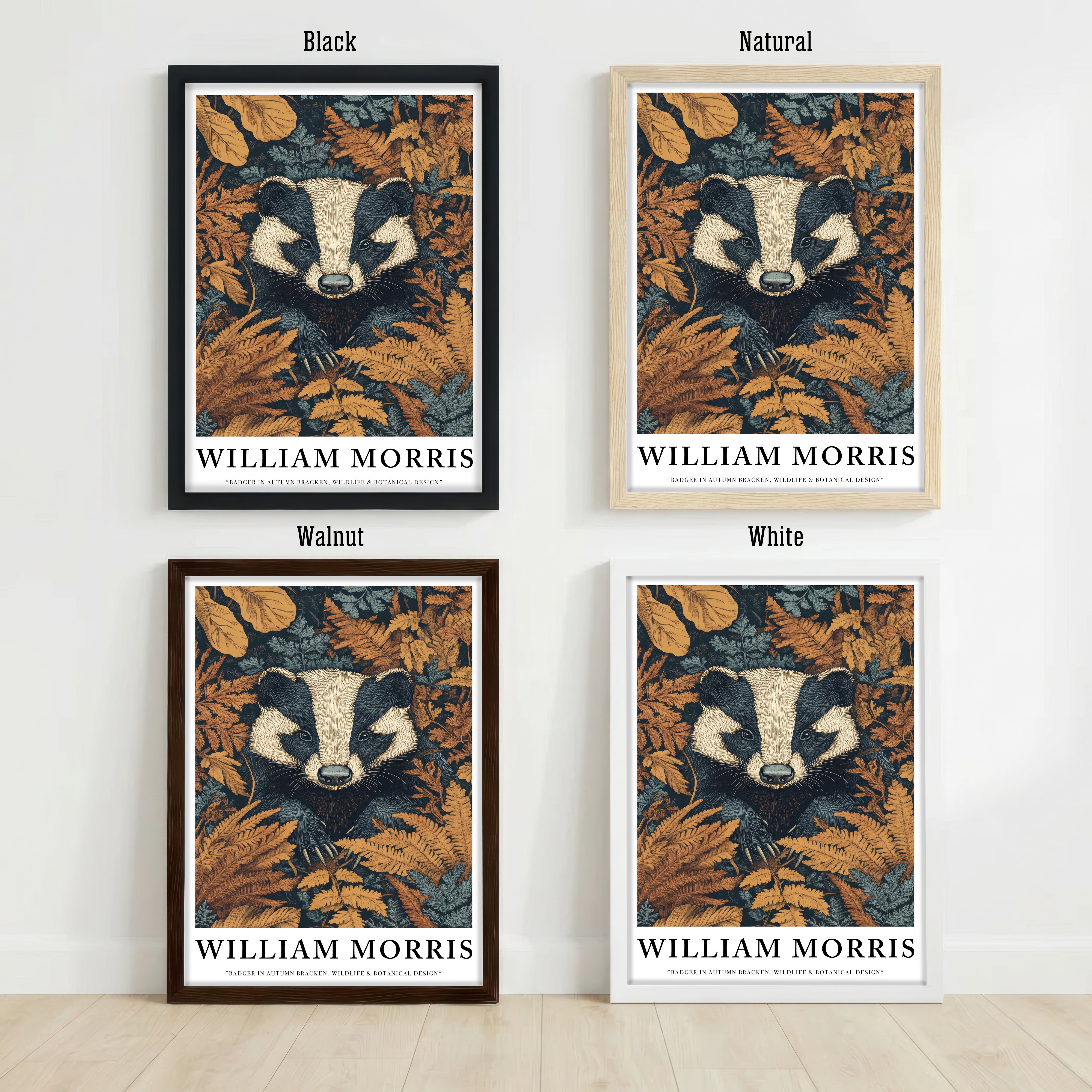 William Morris Inspired Badger Art Print
