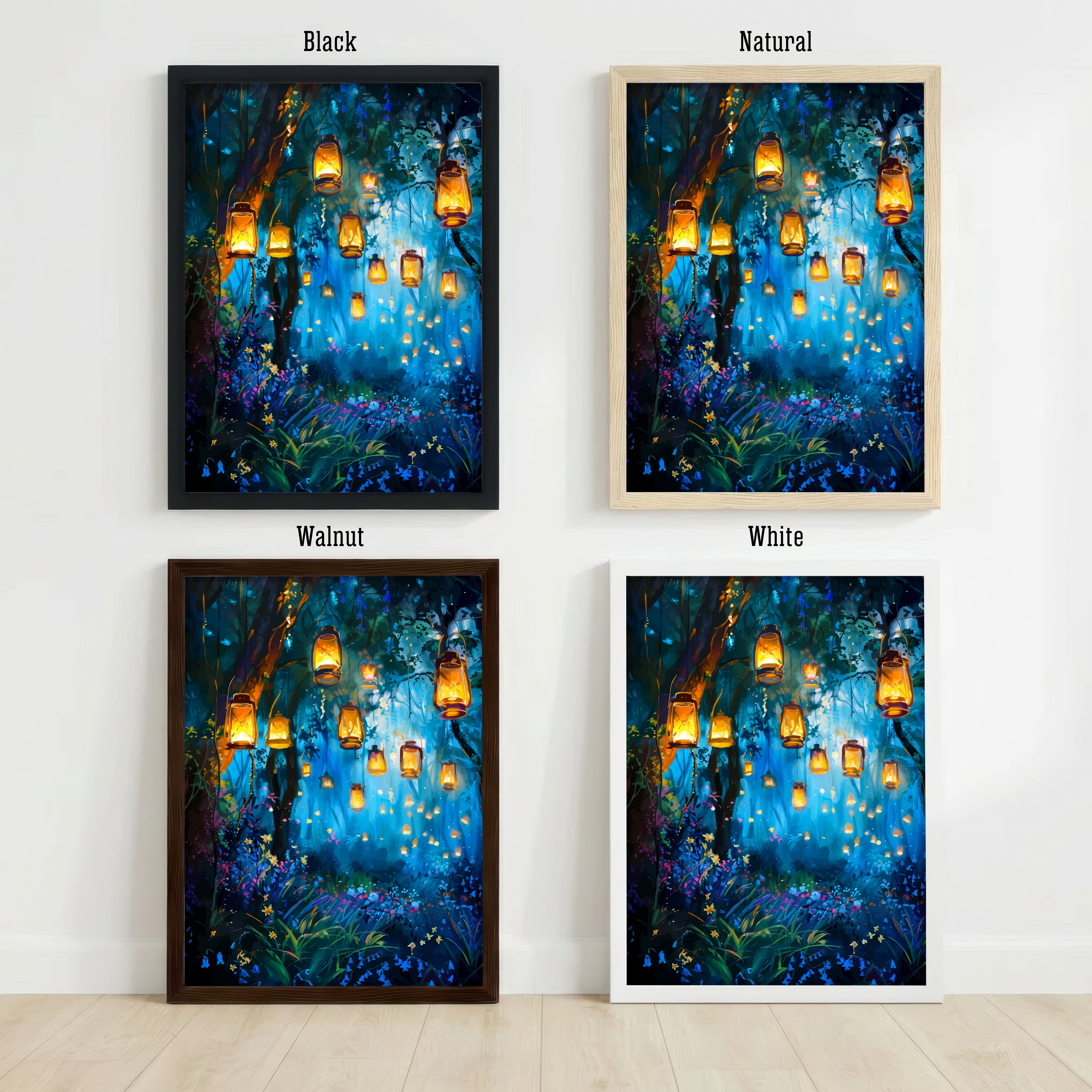 Enchanted Woodland Lanterns Art Print