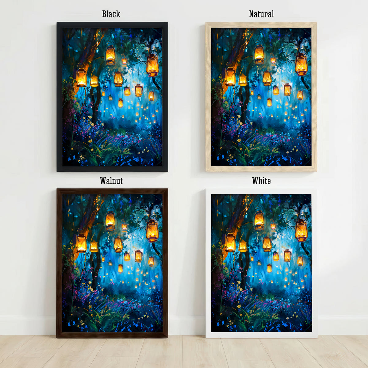 Enchanted Woodland Lanterns Art Print