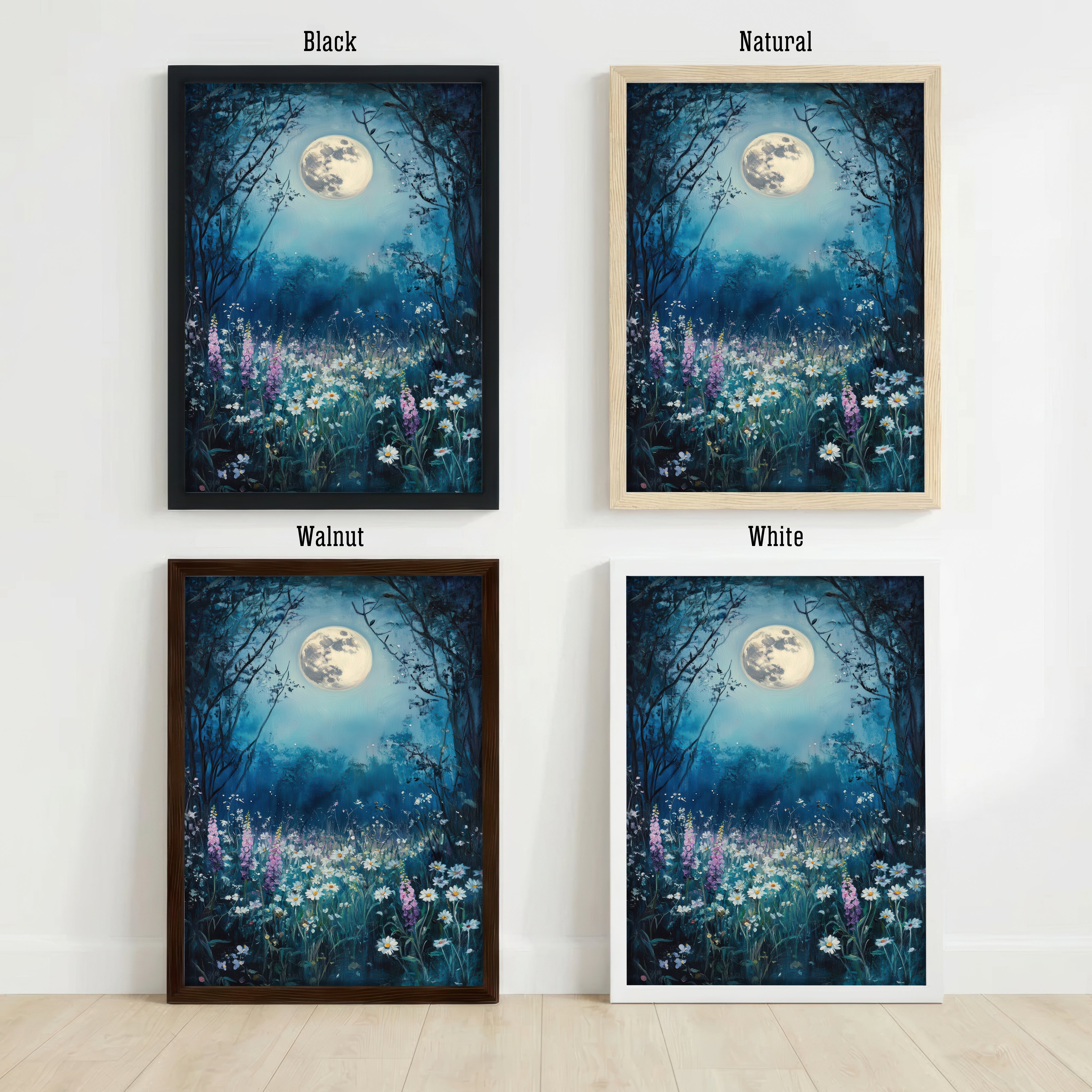 Moonlit Wildflower Meadow Art Print