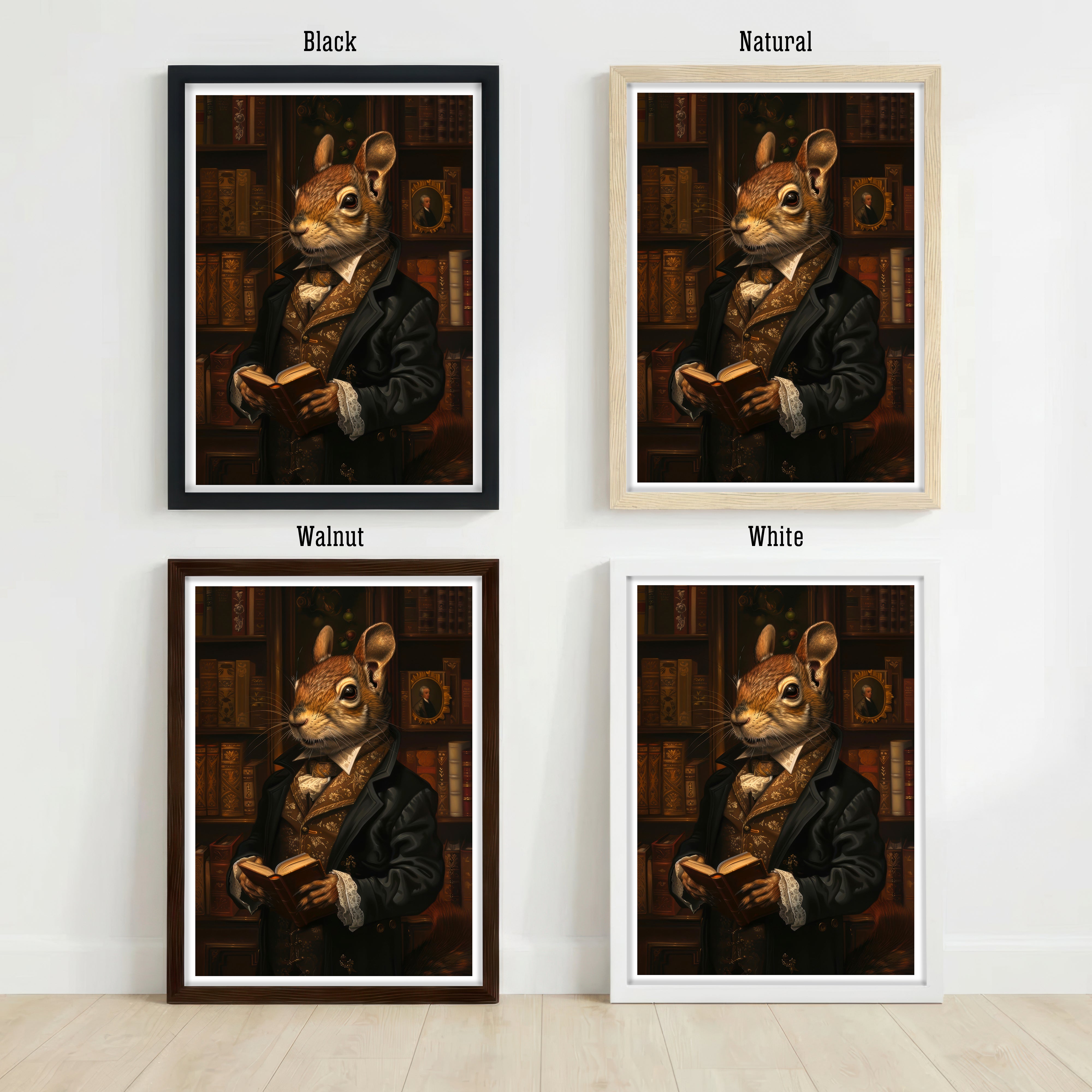 Dapper Squirrel Library Art Print