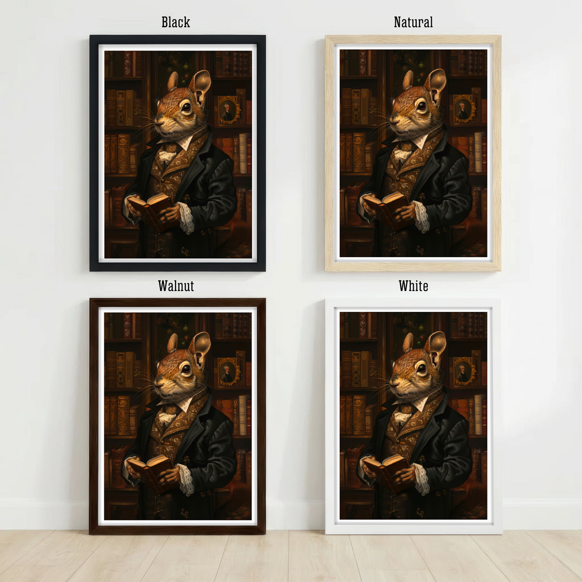 Dapper Squirrel Library Art Print