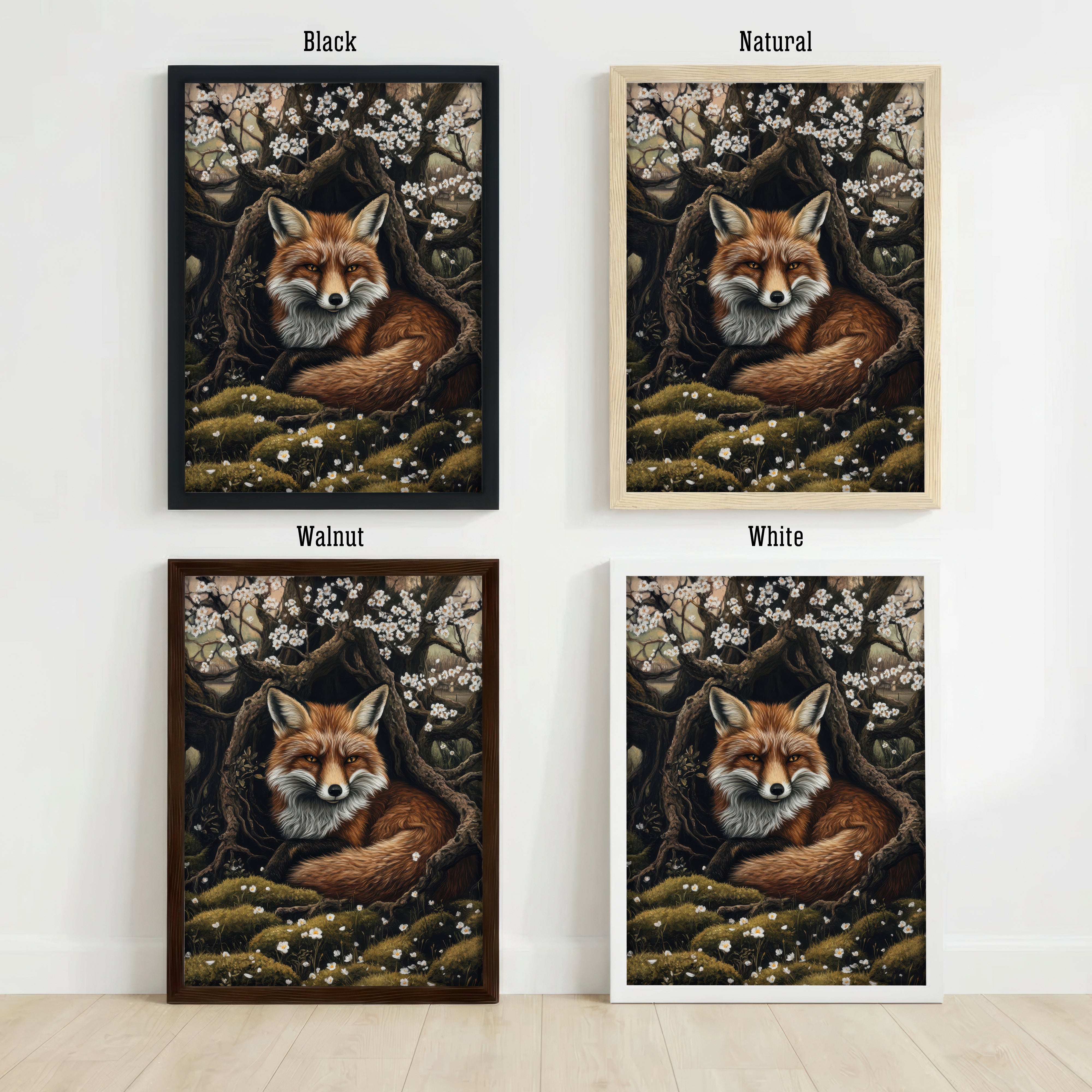 Blossoming Woodland Fox Art Print