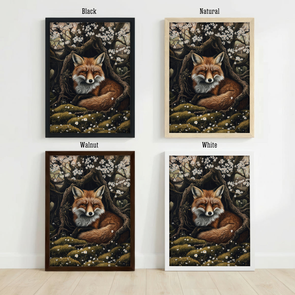 Blossoming Woodland Fox Art Print