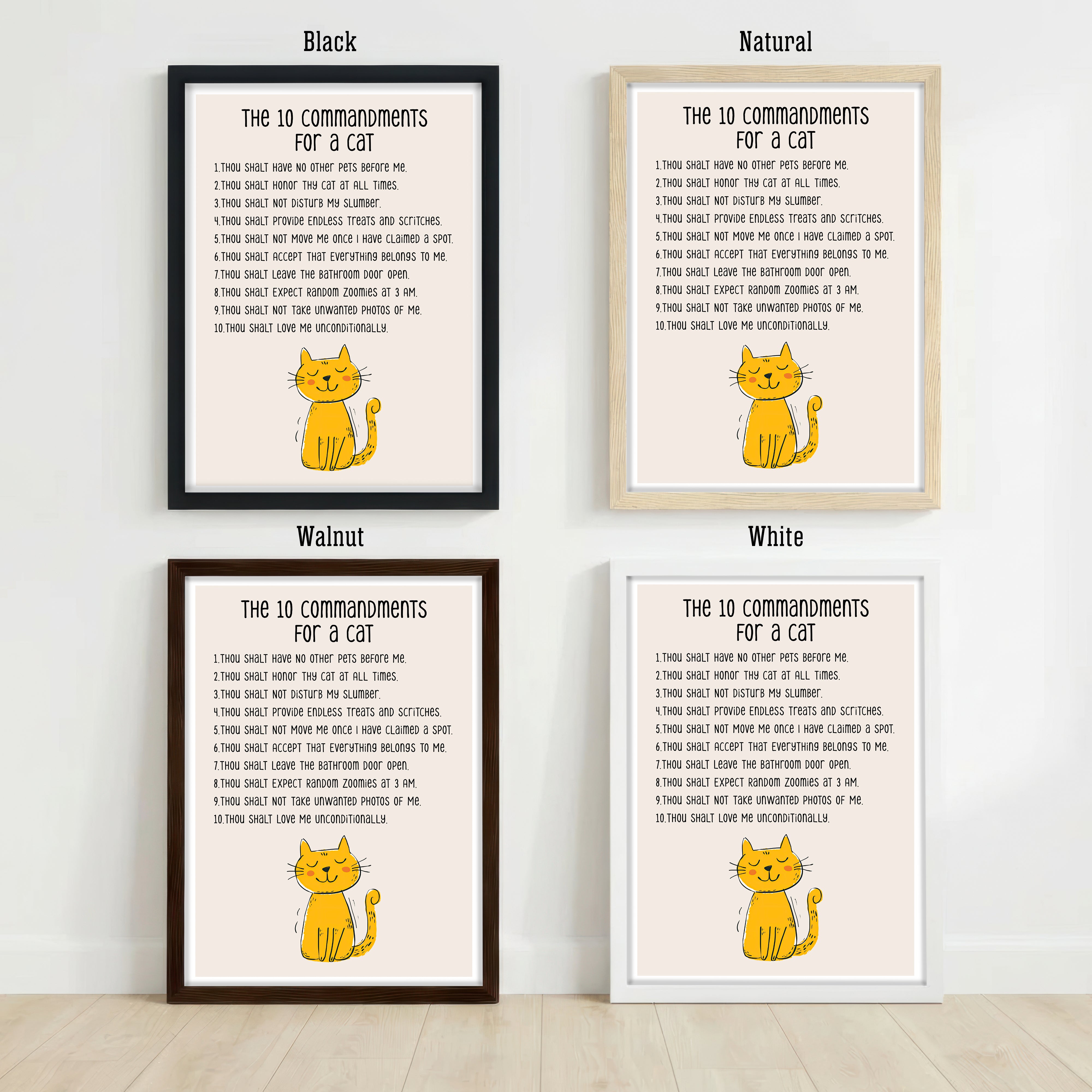 Cat Commandments Typography Art Print