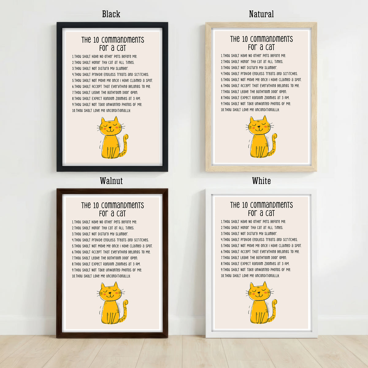 Cat Commandments Typography Art Print