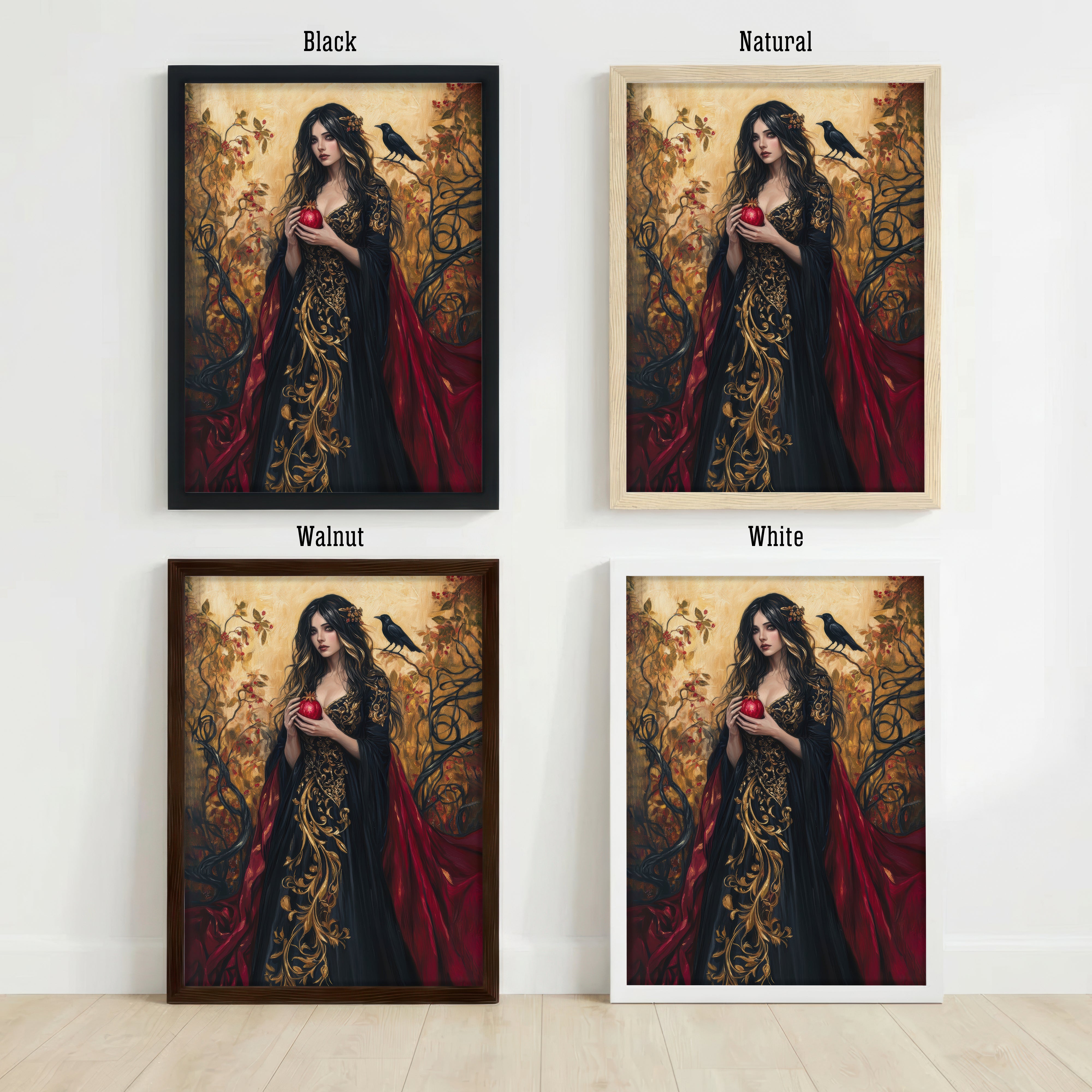 Gothic Woman with Raven Art Print