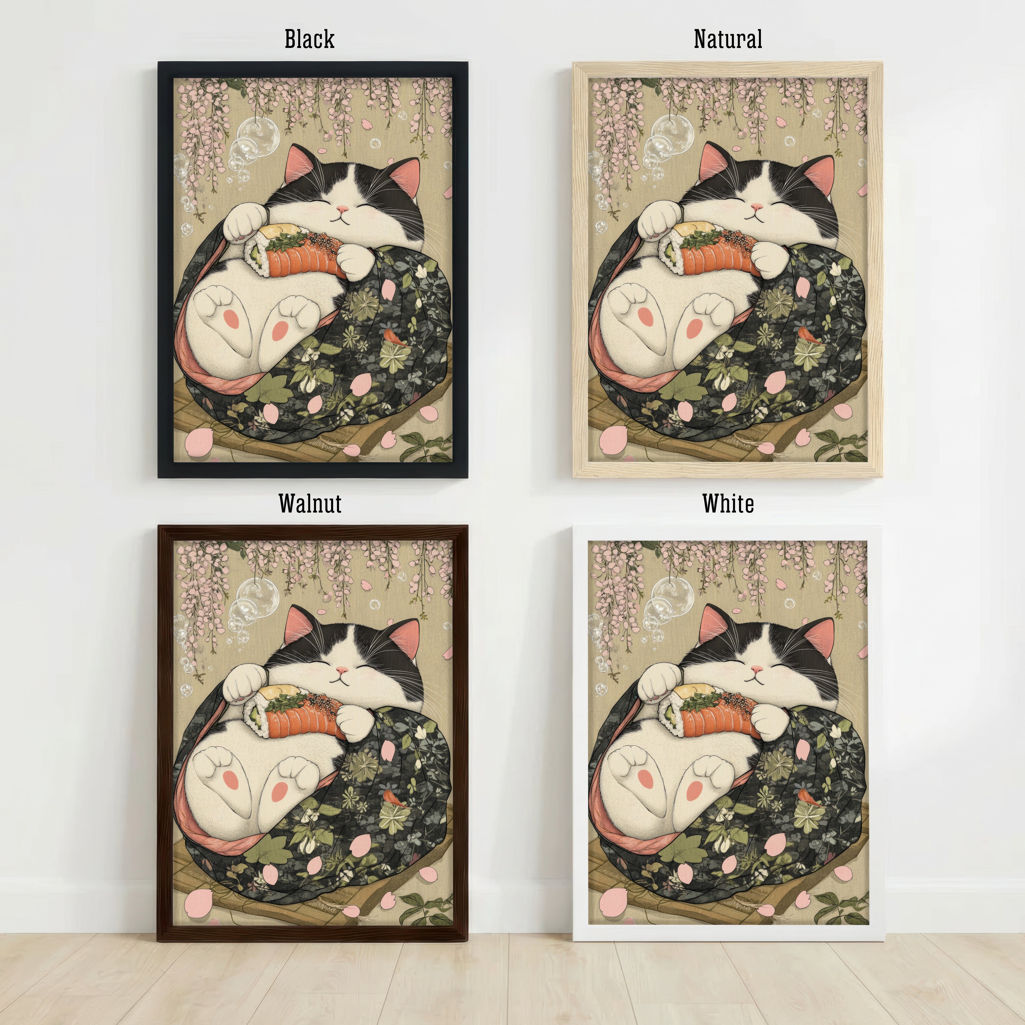 Japanese Cat Sushi Art Print