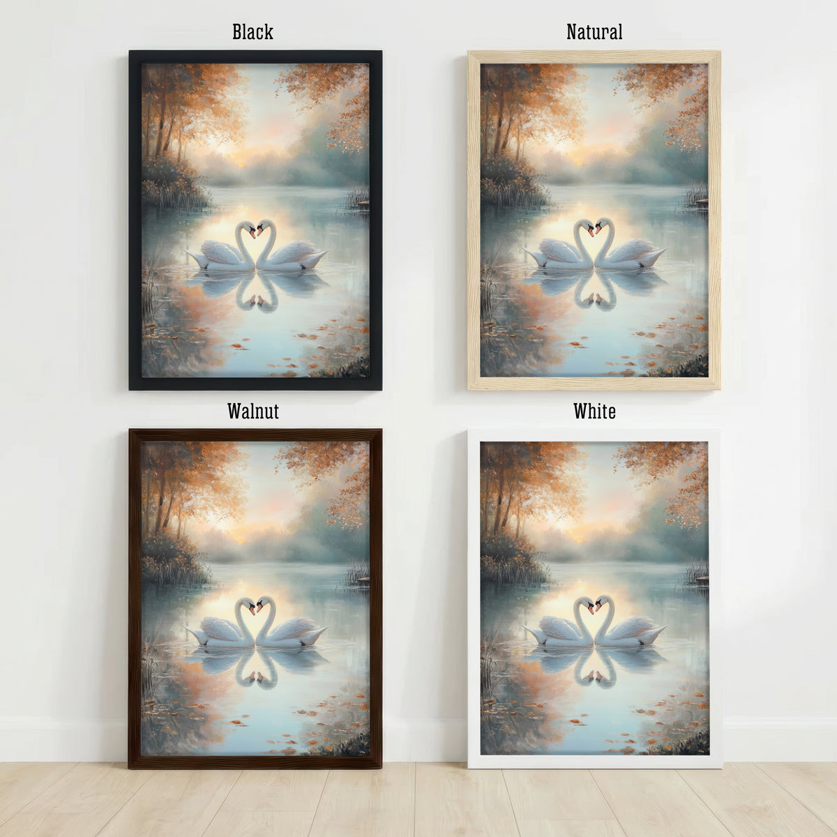 Romantic Swan Couple Art Print