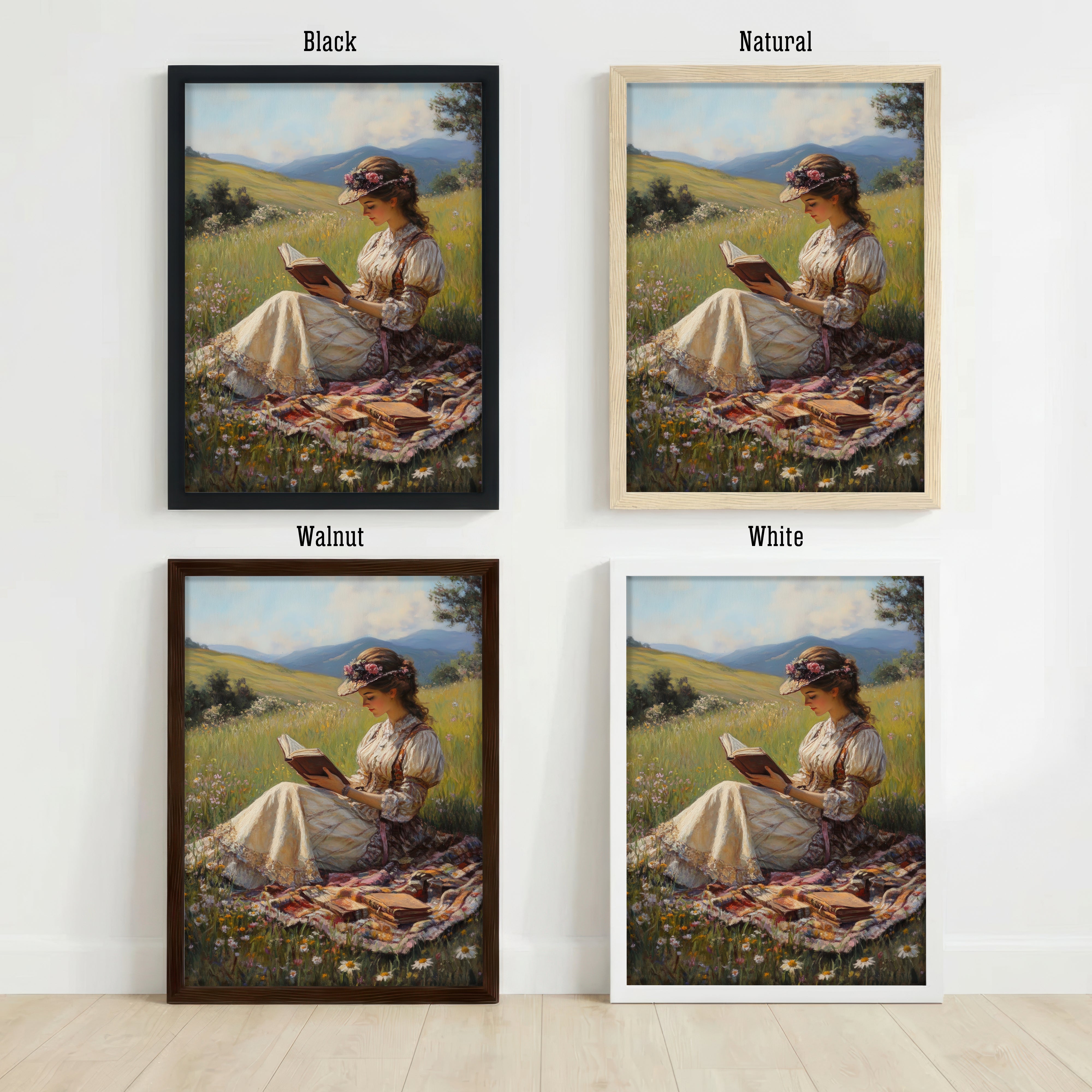 Woman Reading in a Meadow Art Print