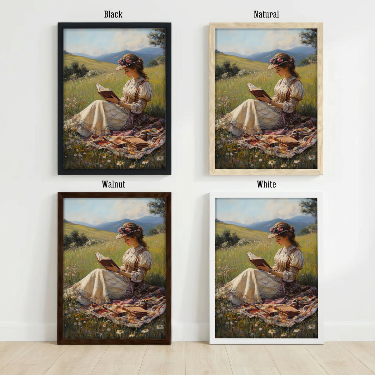 Woman Reading in a Meadow Art Print