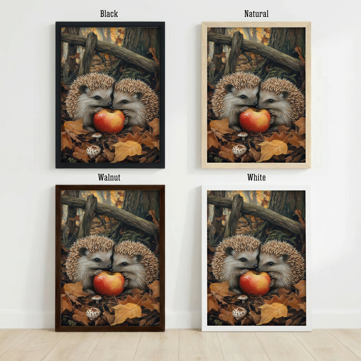 Hedgehog Apple Woodland Art Print
