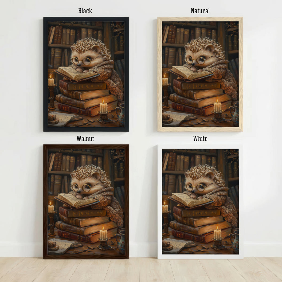 Bookish Hedgehog Dark Academia Art Print