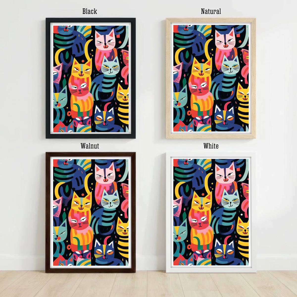 Colorful Cat Pattern Art Print