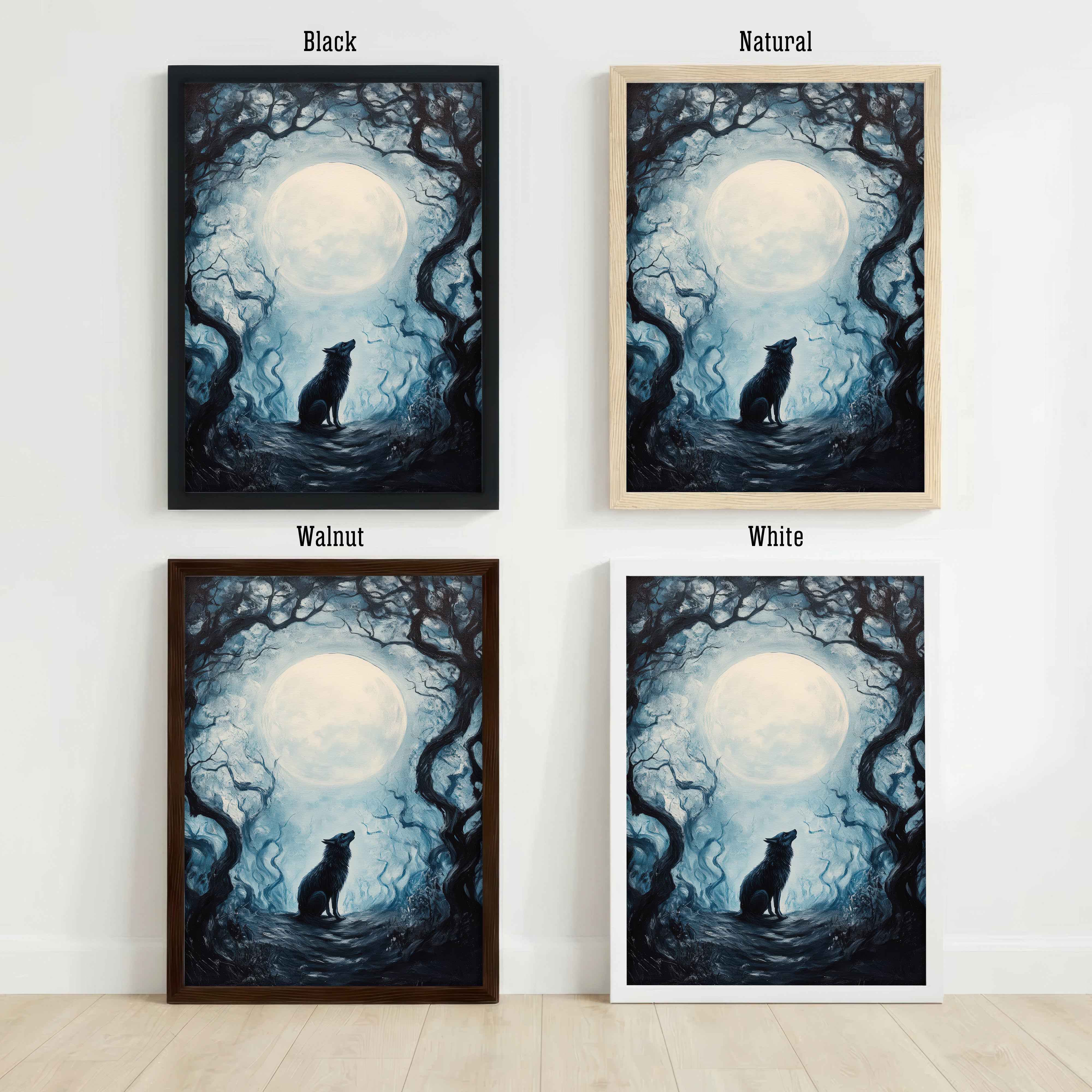 Moonlit Wolf Forest Art Print