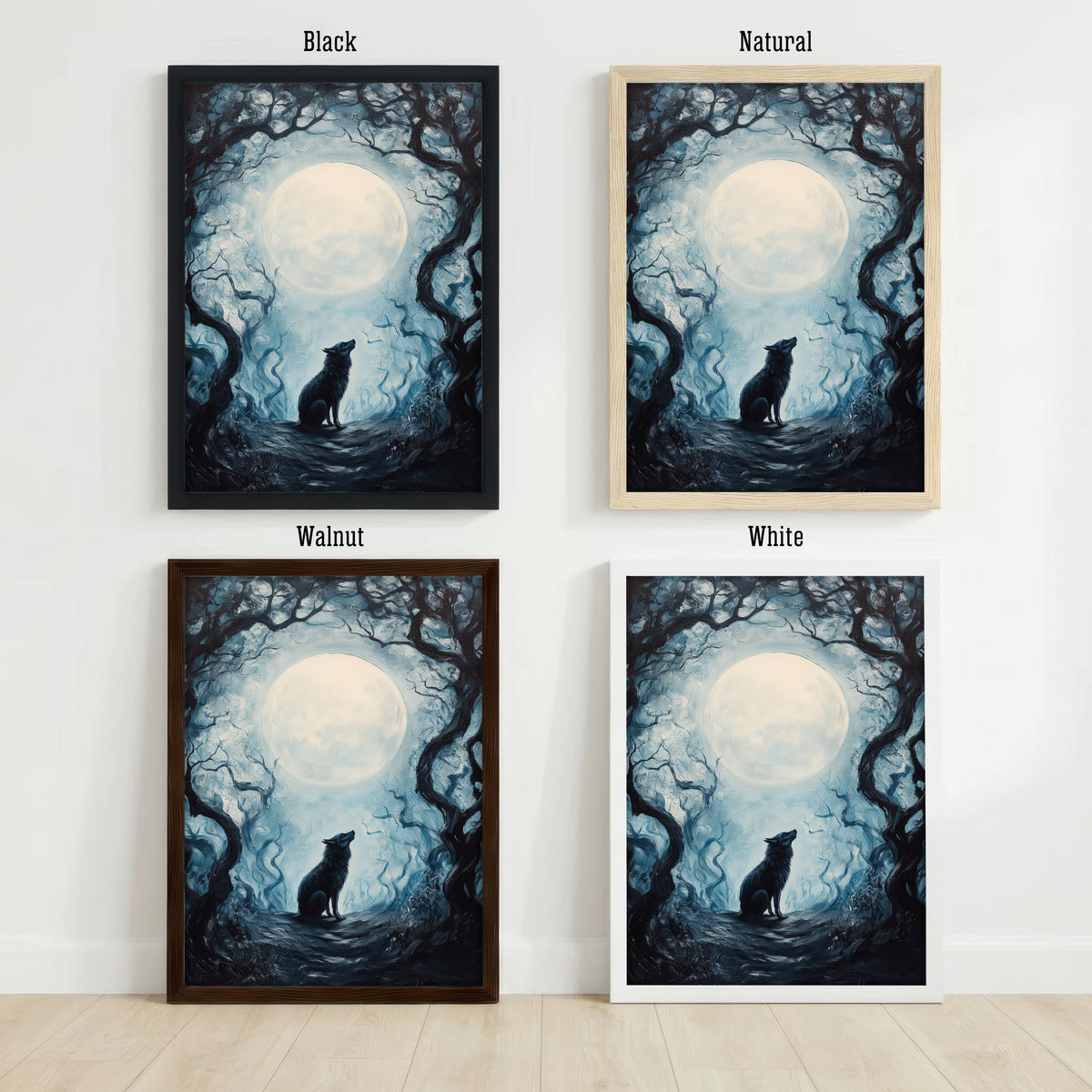Moonlit Wolf Forest Art Print