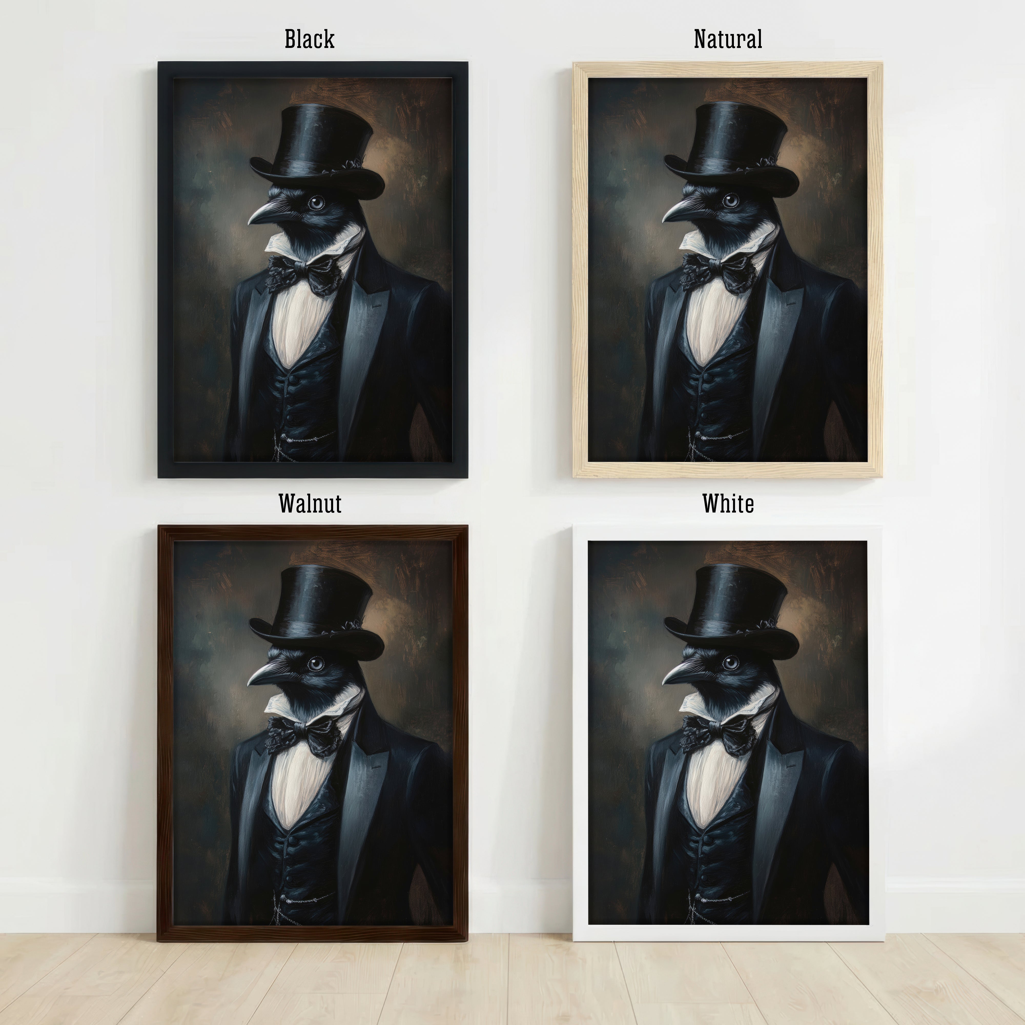 Raven Top Hat Dark Academia Art Print
