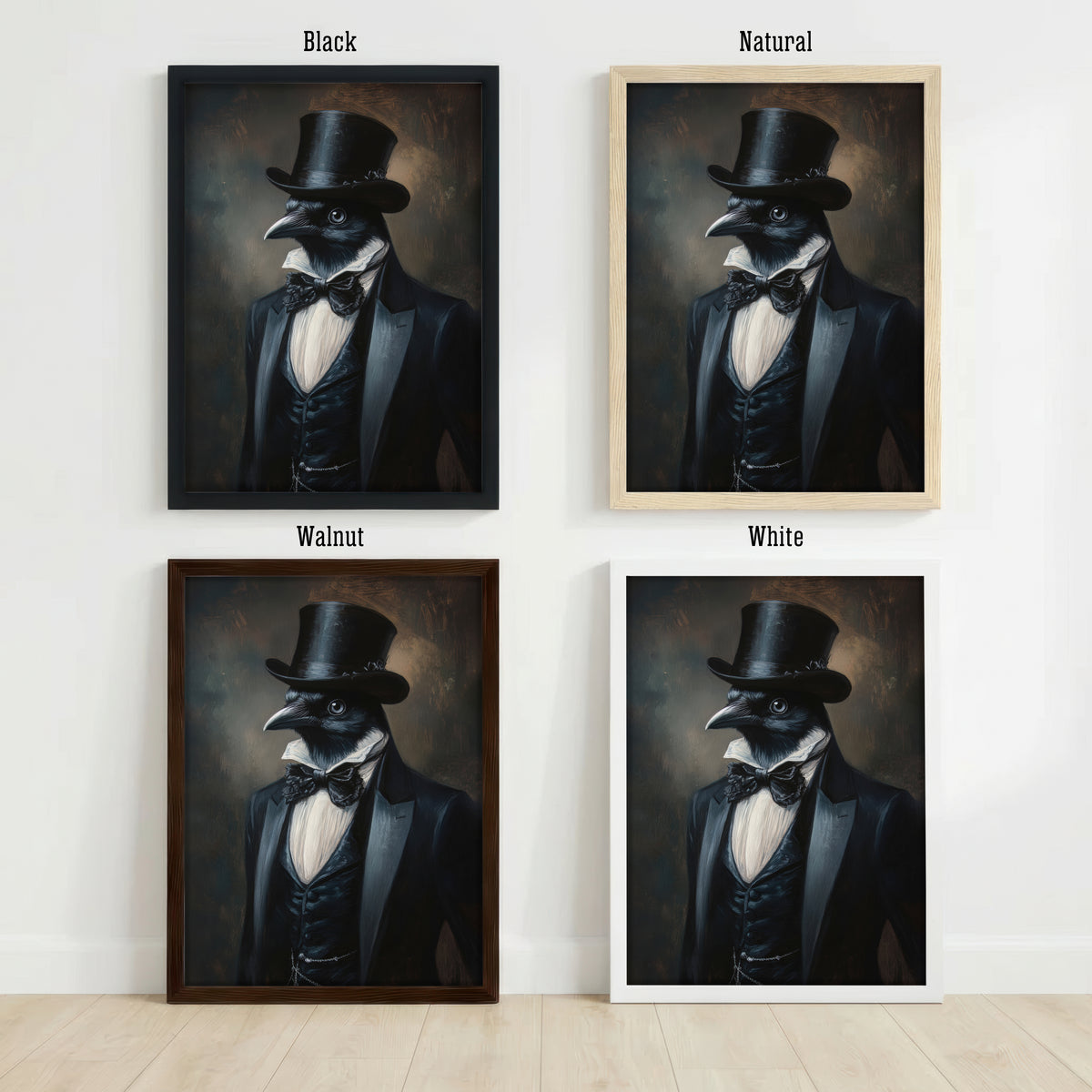 Raven Top Hat Dark Academia Art Print