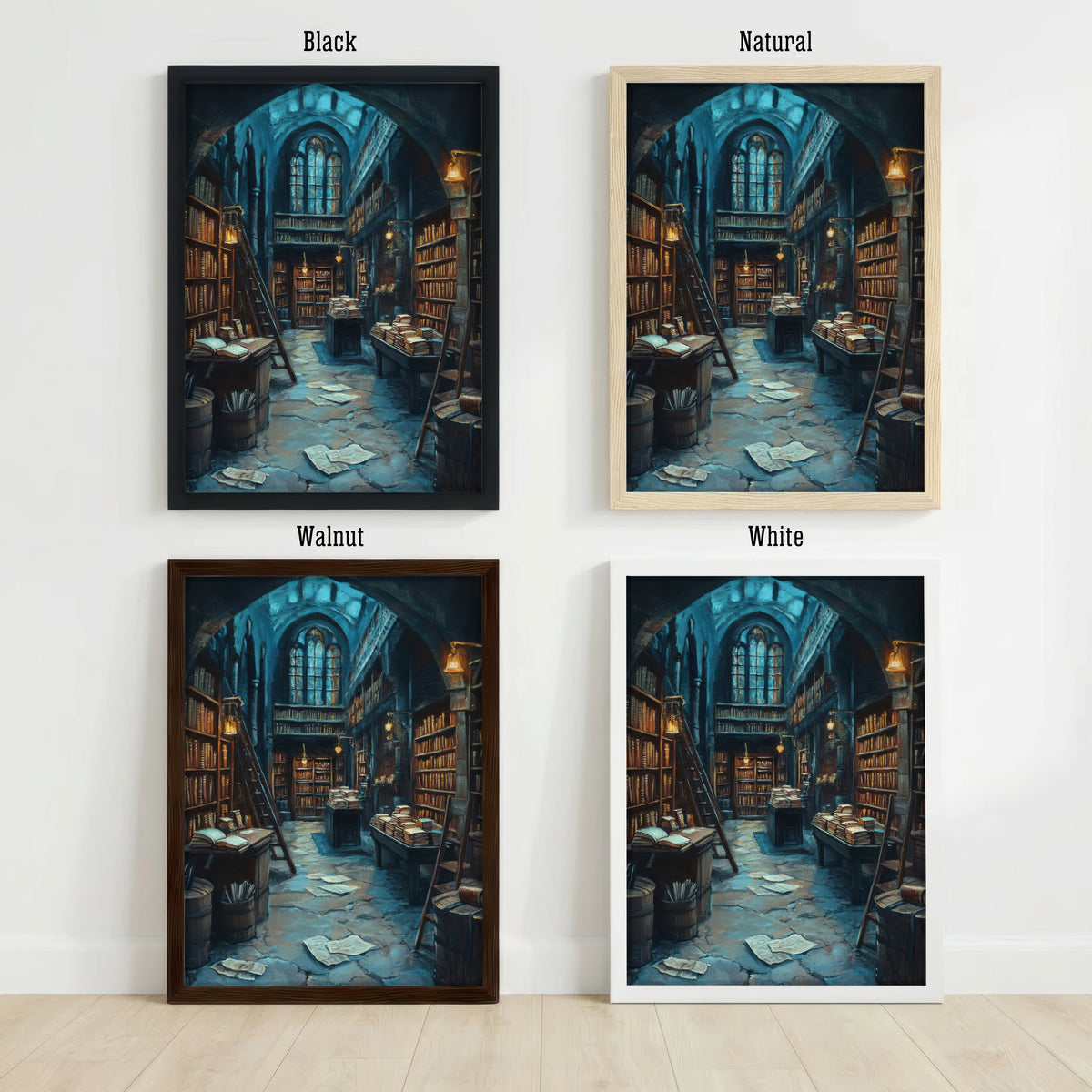 Gothic Library Interior Art Print
