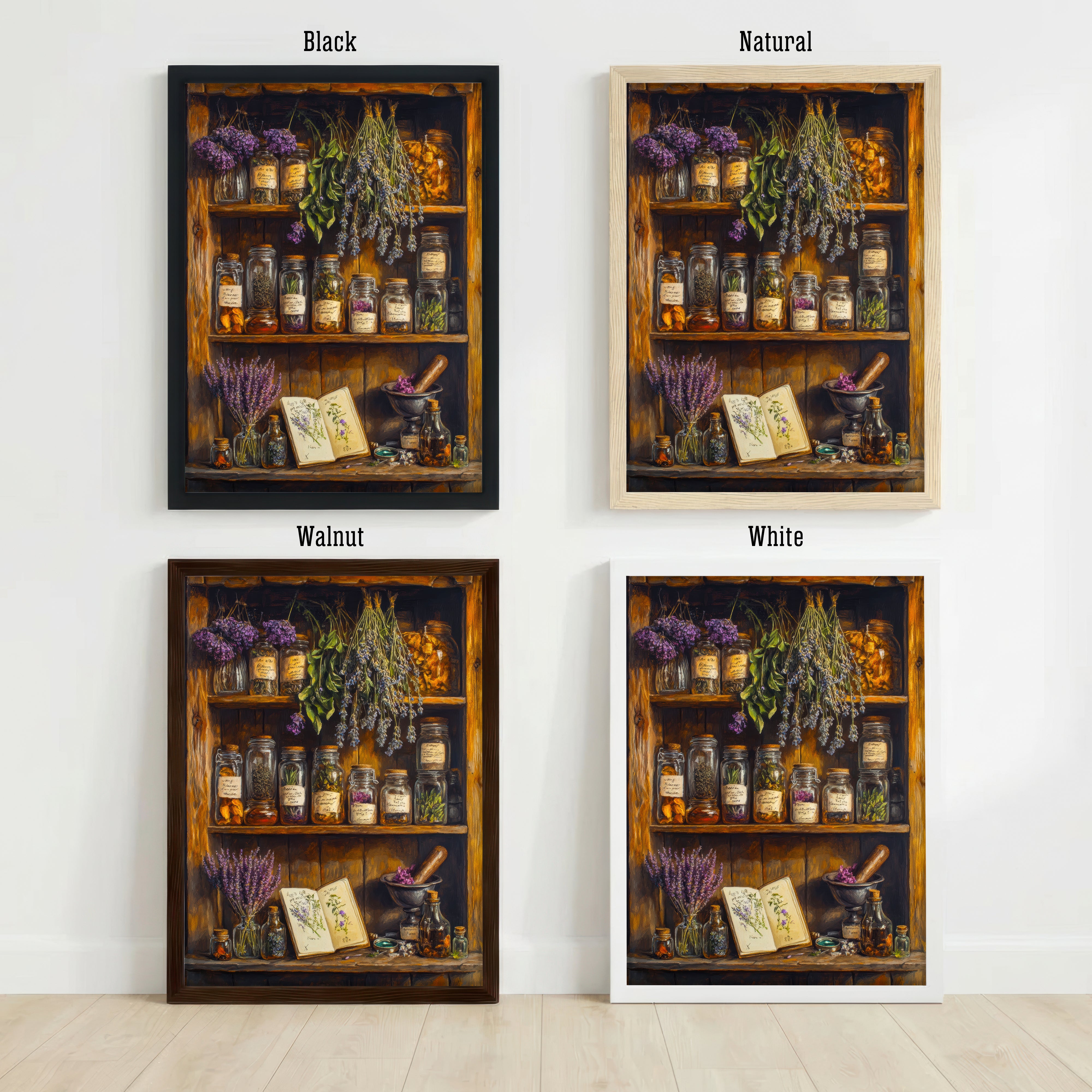 Vintage Apothecary Herb Shelf Art Print