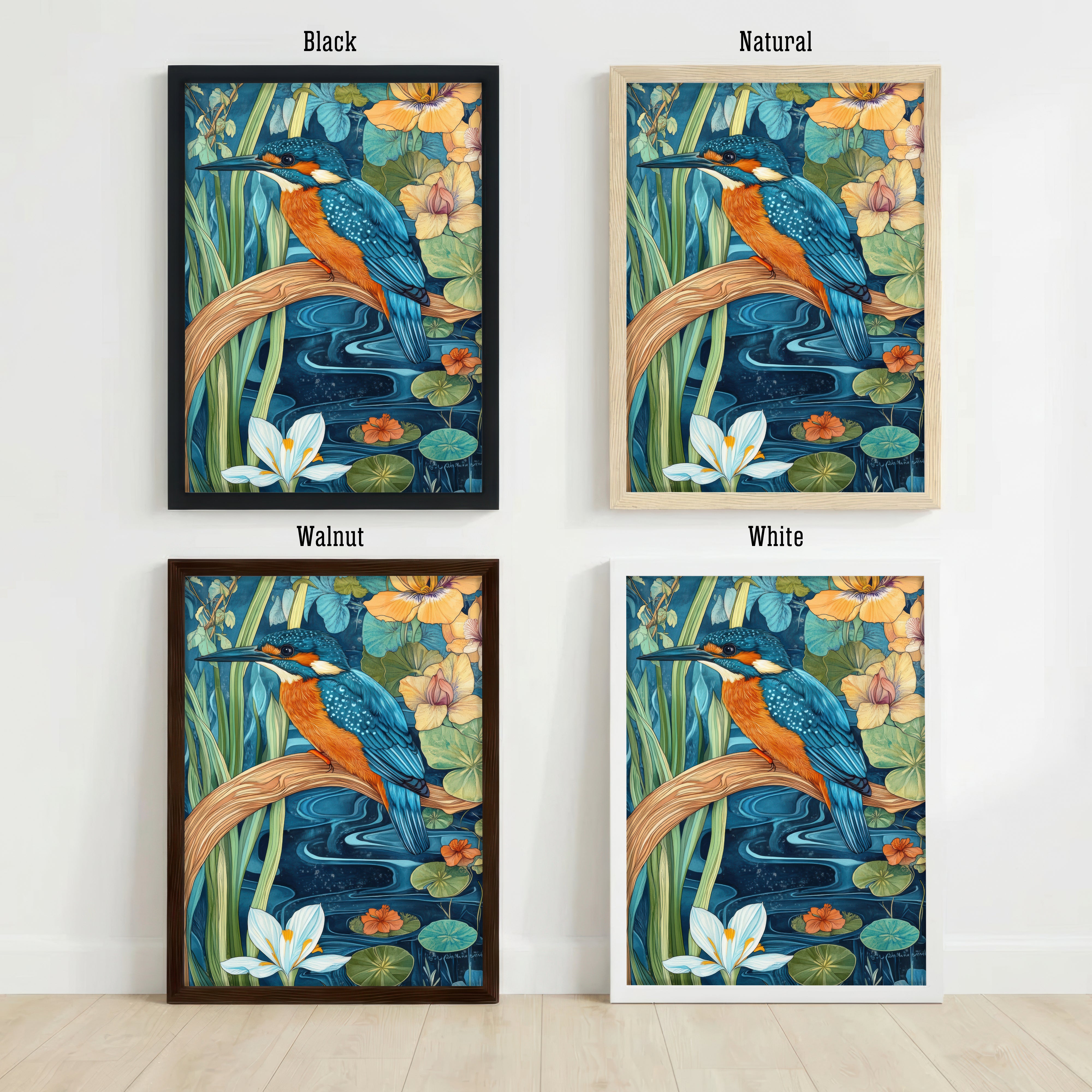 Kingfisher Water Lily Art Print