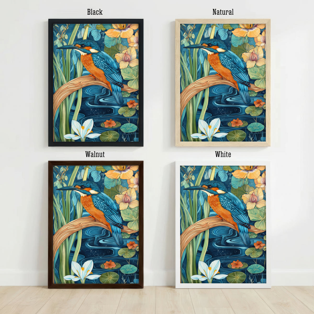 Kingfisher Water Lily Art Print